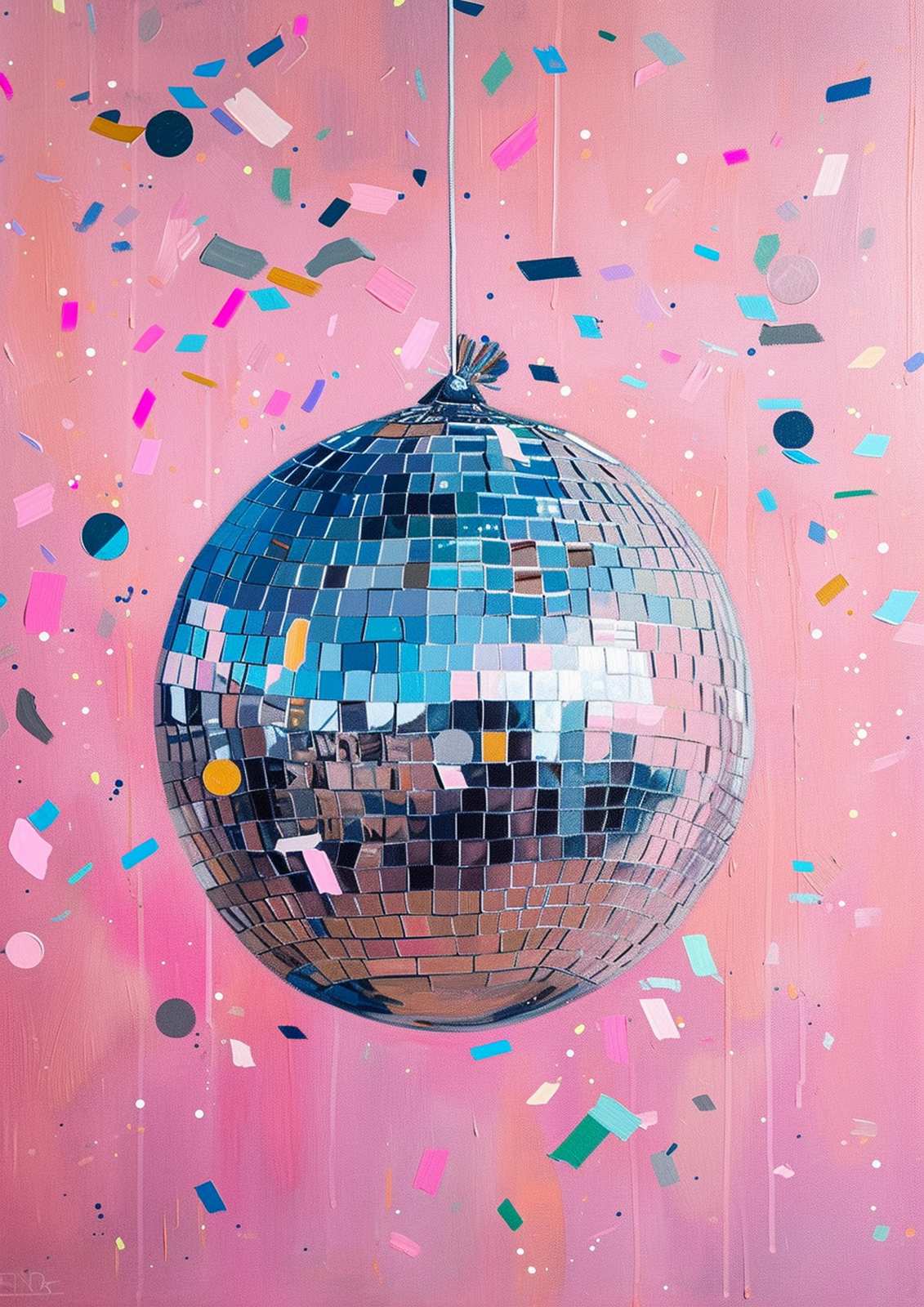 Disco Fever Confetti Party Wall Art