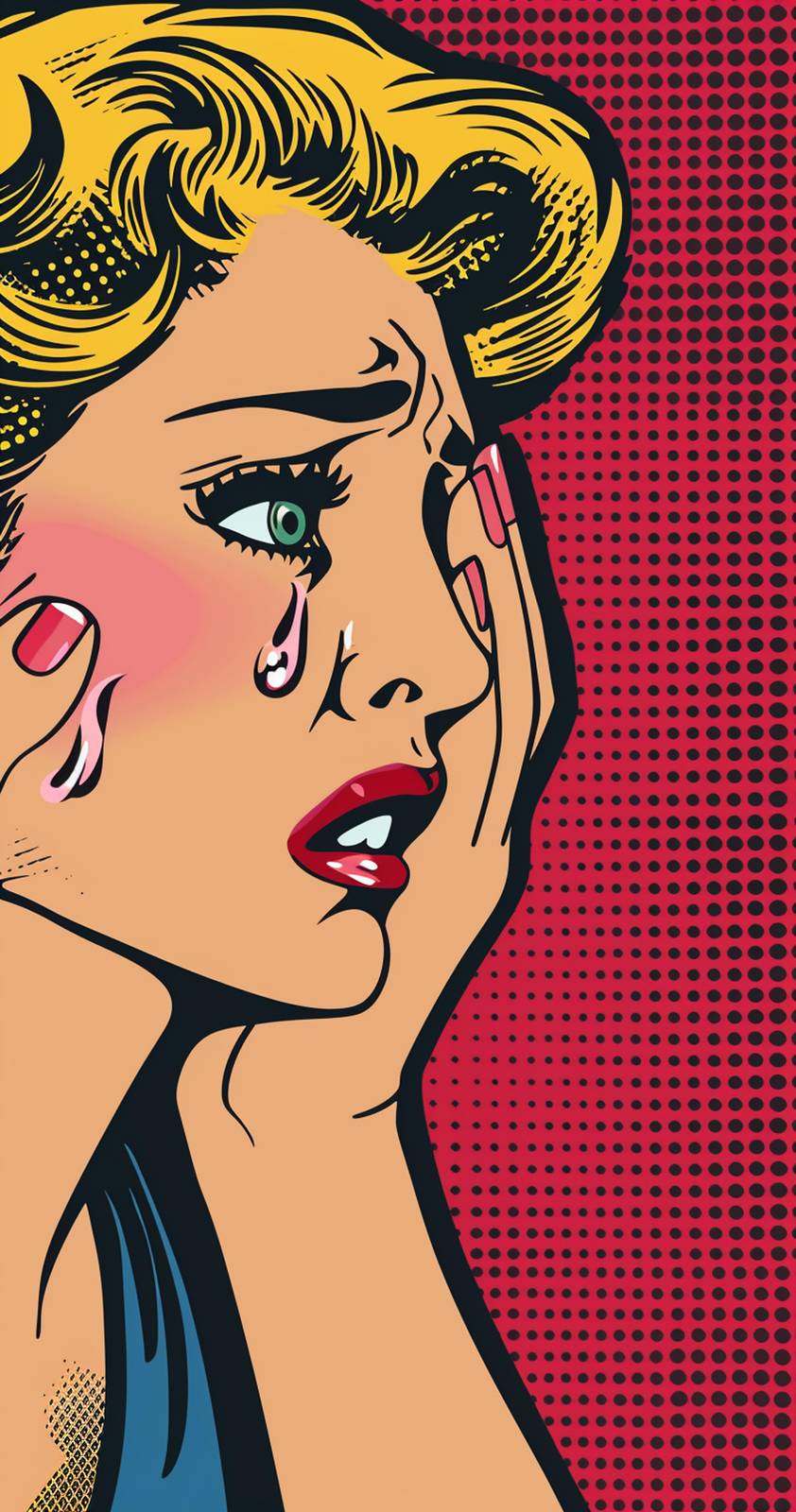 Retro Pop Art Crying Woman Wall Art