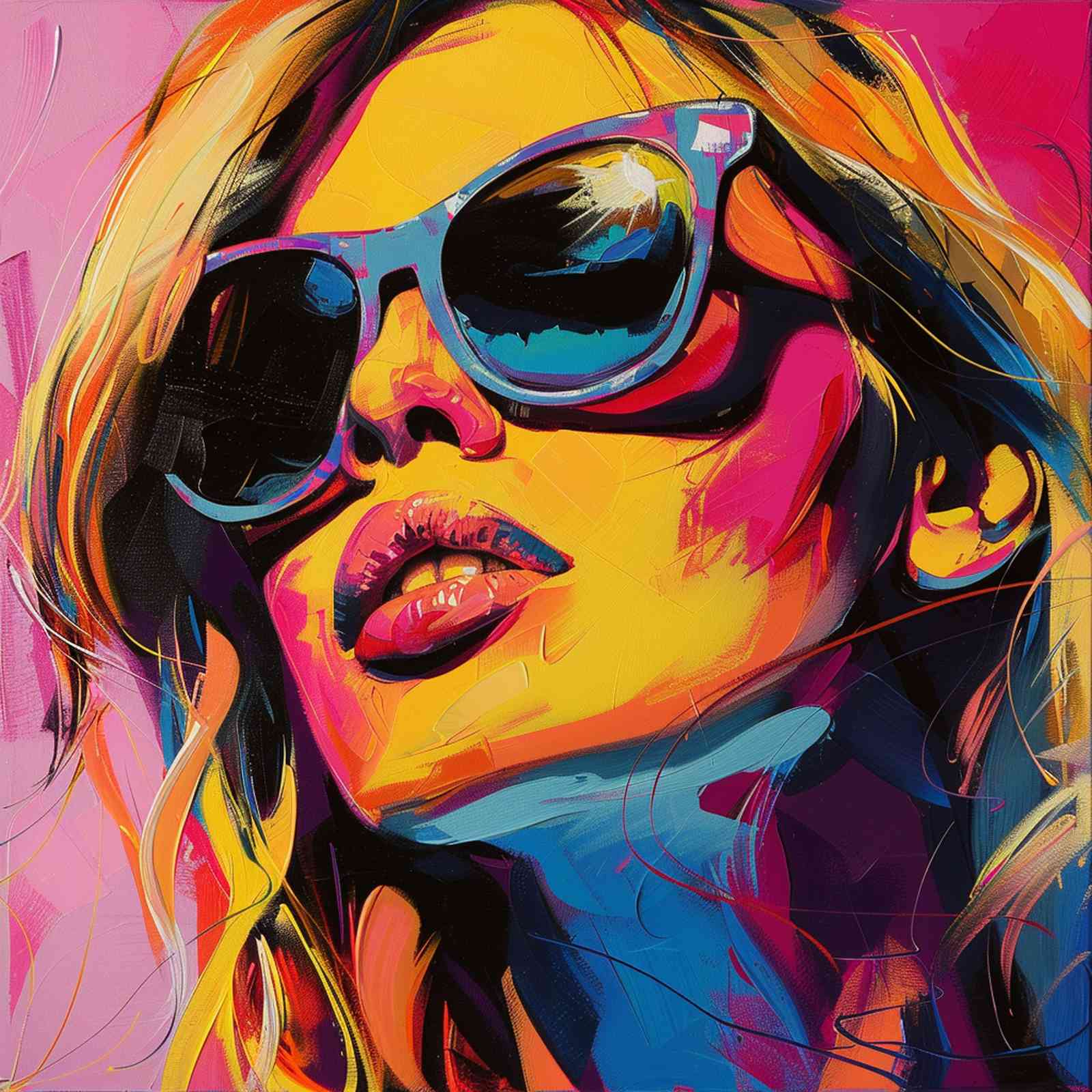 Vibrant Pop Art Woman Sunglasses Wall Art
