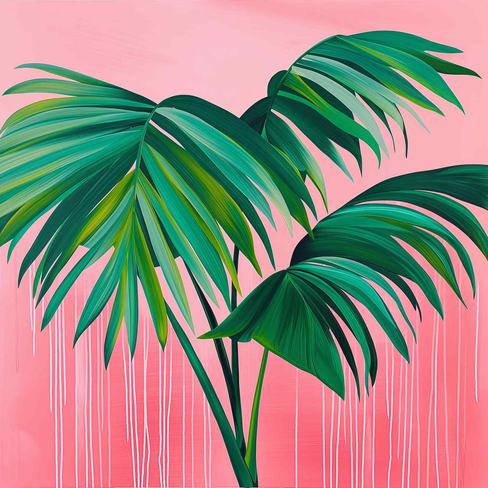 Tropical Palm Leaf Pink Abstract Wall Art