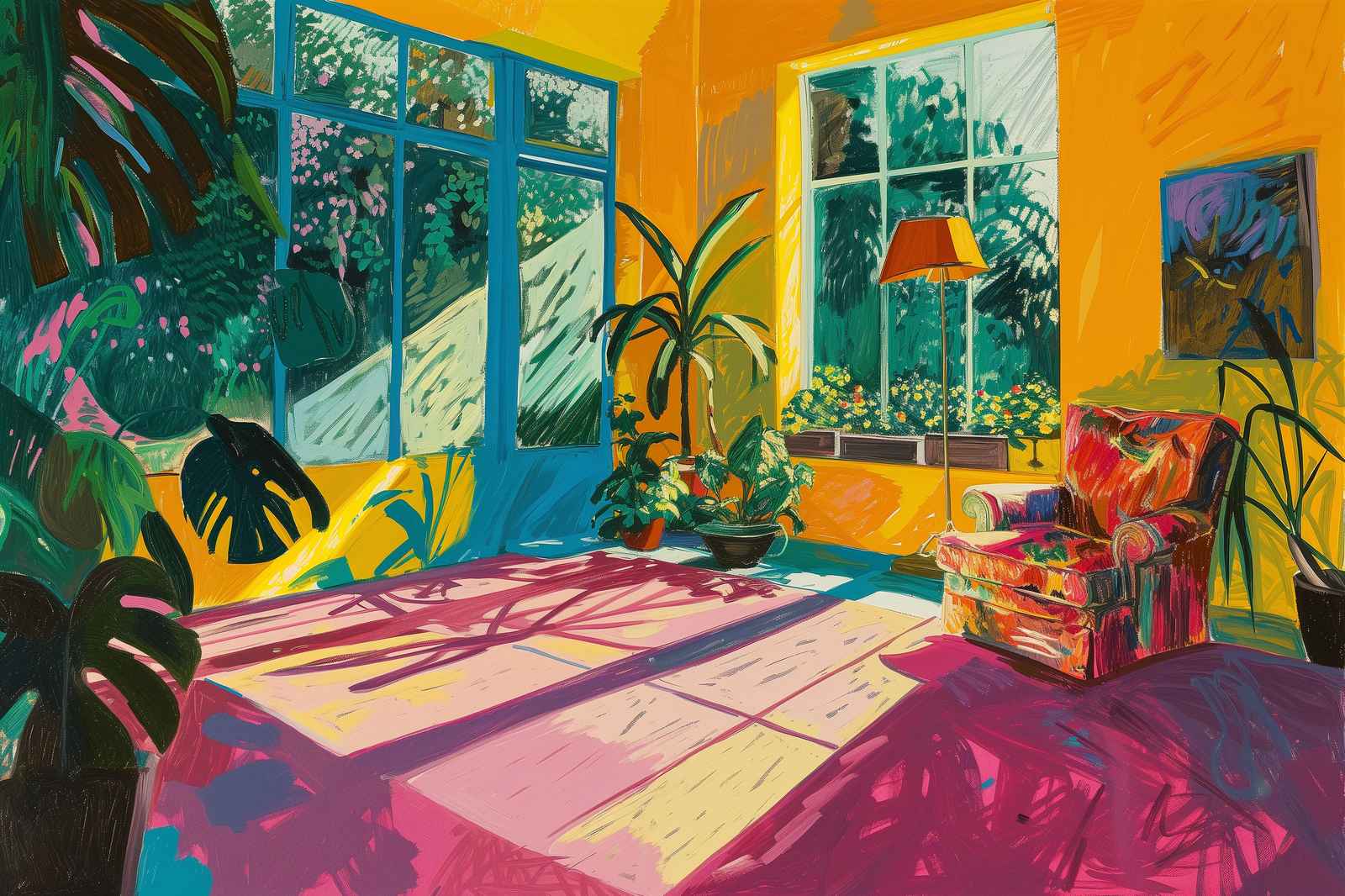 Vibrant Sunlit Conservatory Wall Art