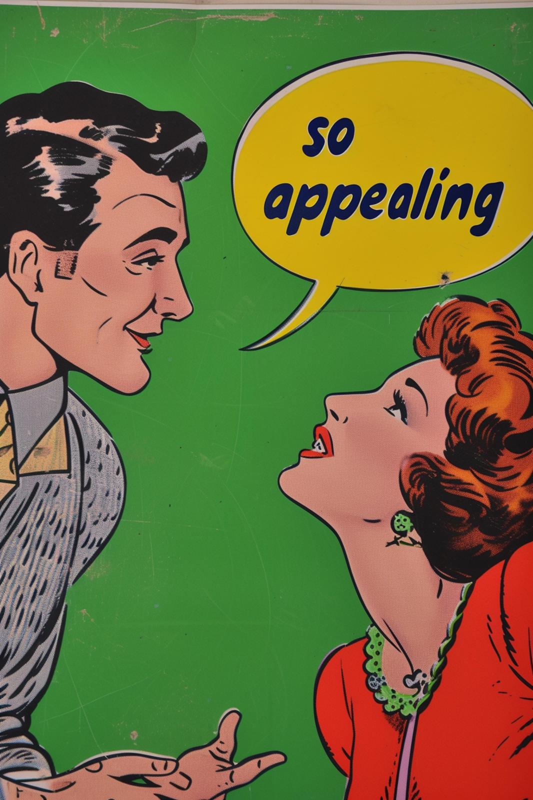 Vintage Comic 'So Appealing' Couple Wall Art