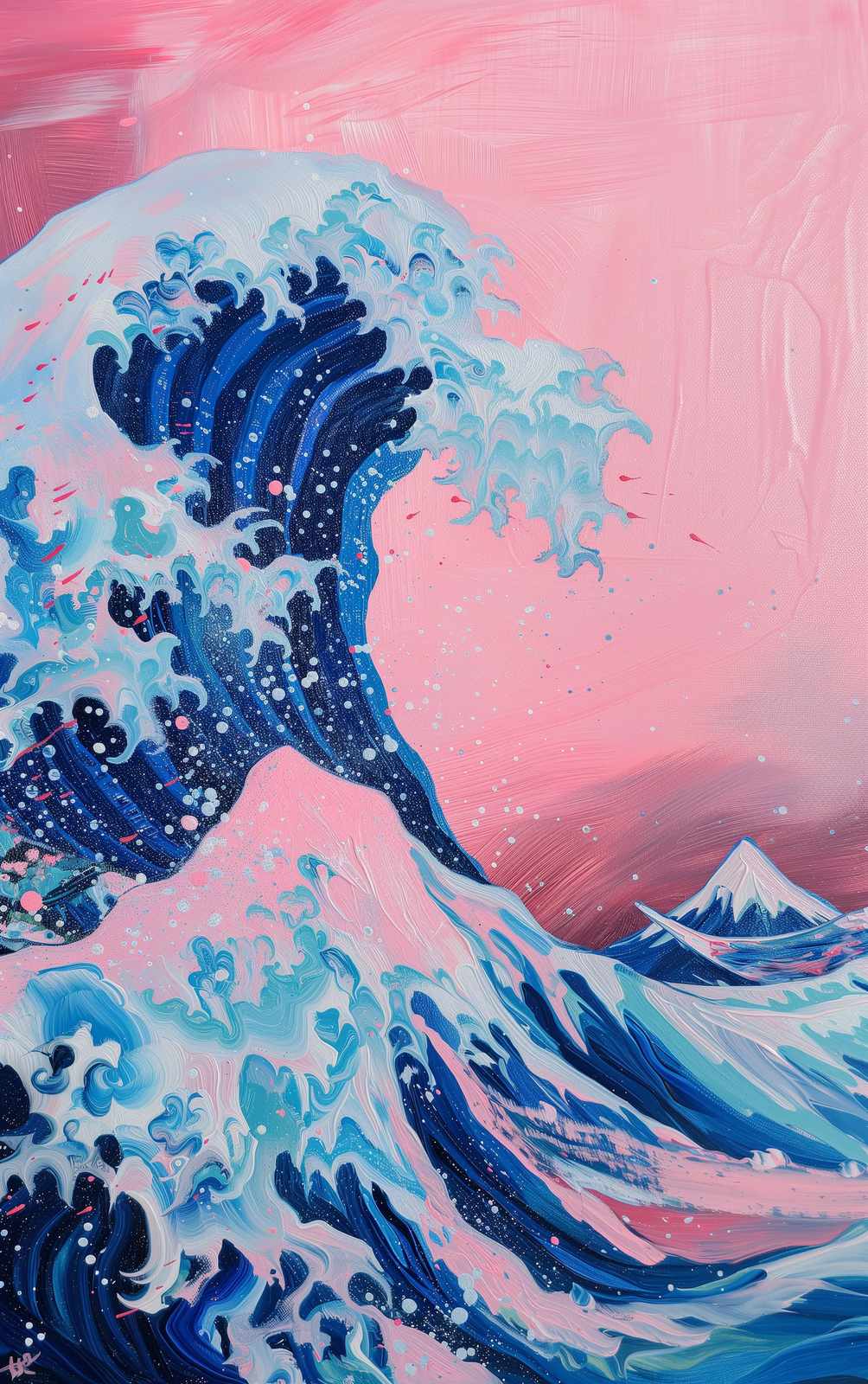 Pink Sky Great Wave Wall Art