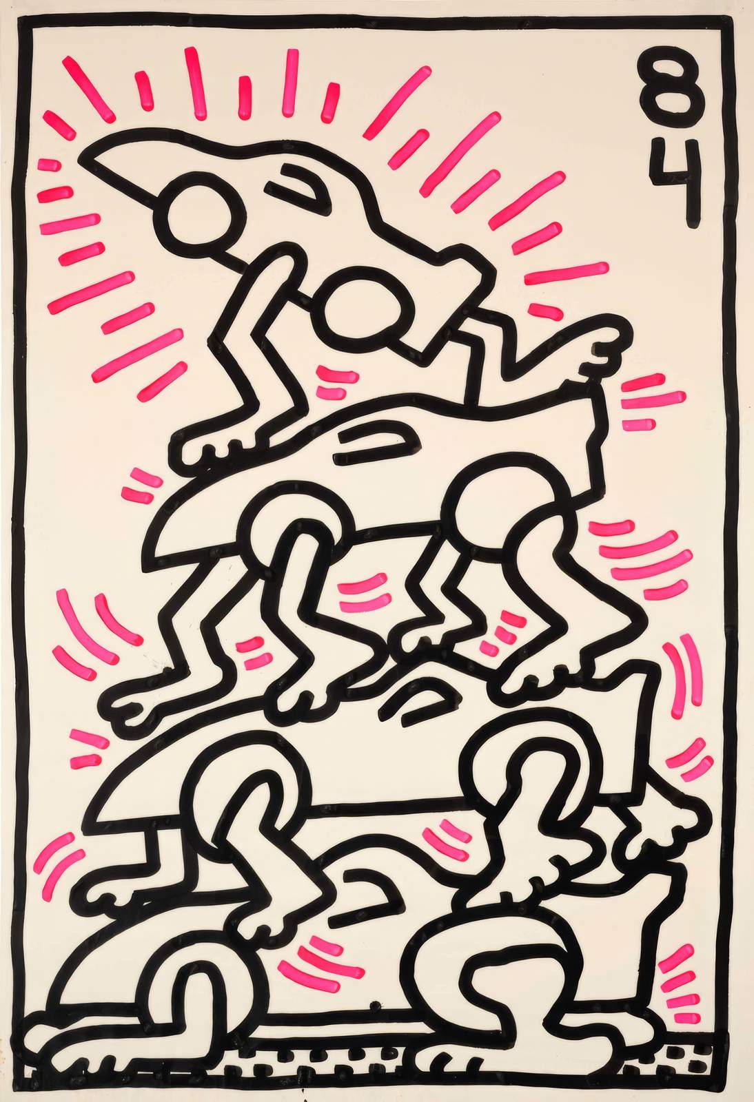 Dynamic Figures Pink Pop Art Wall Art