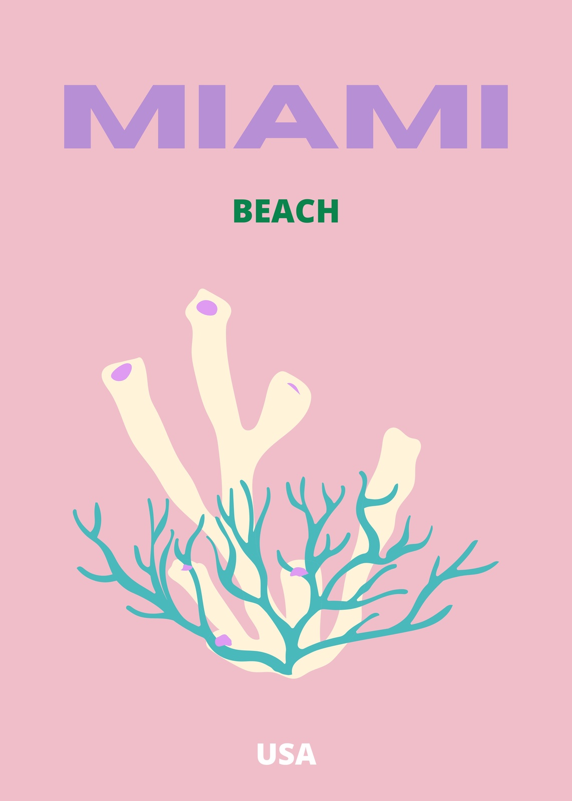 Miami Beach Coral Vibes Wall Art