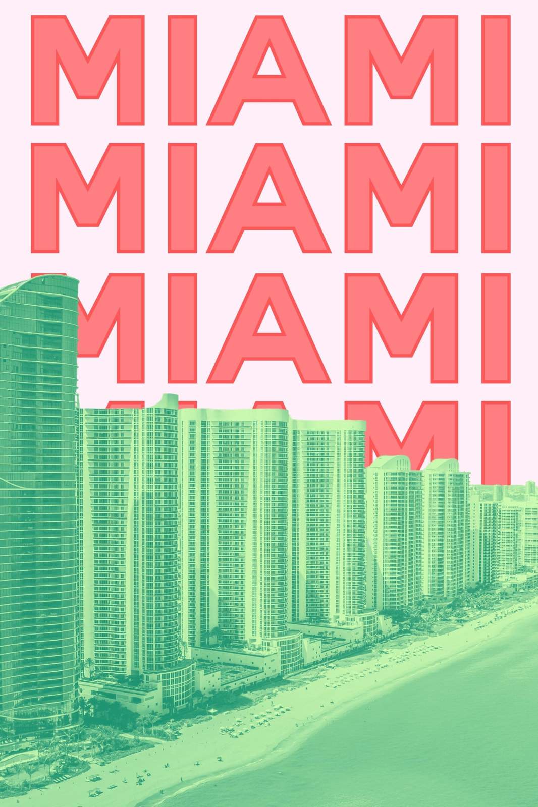 Retro Miami Skyline Repeat Wall Art