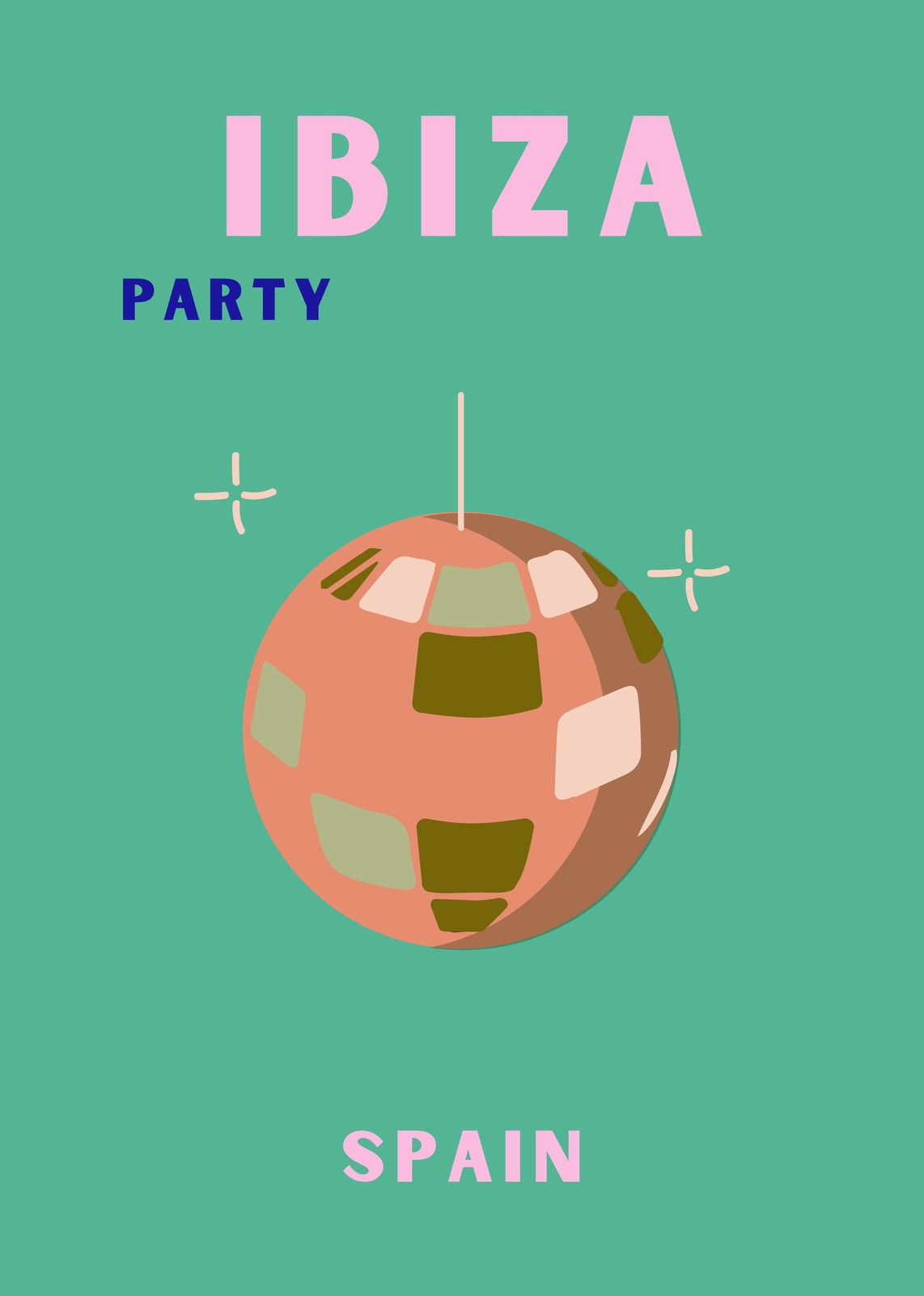 Ibiza Party Disco Ball Wall Art Wall Art