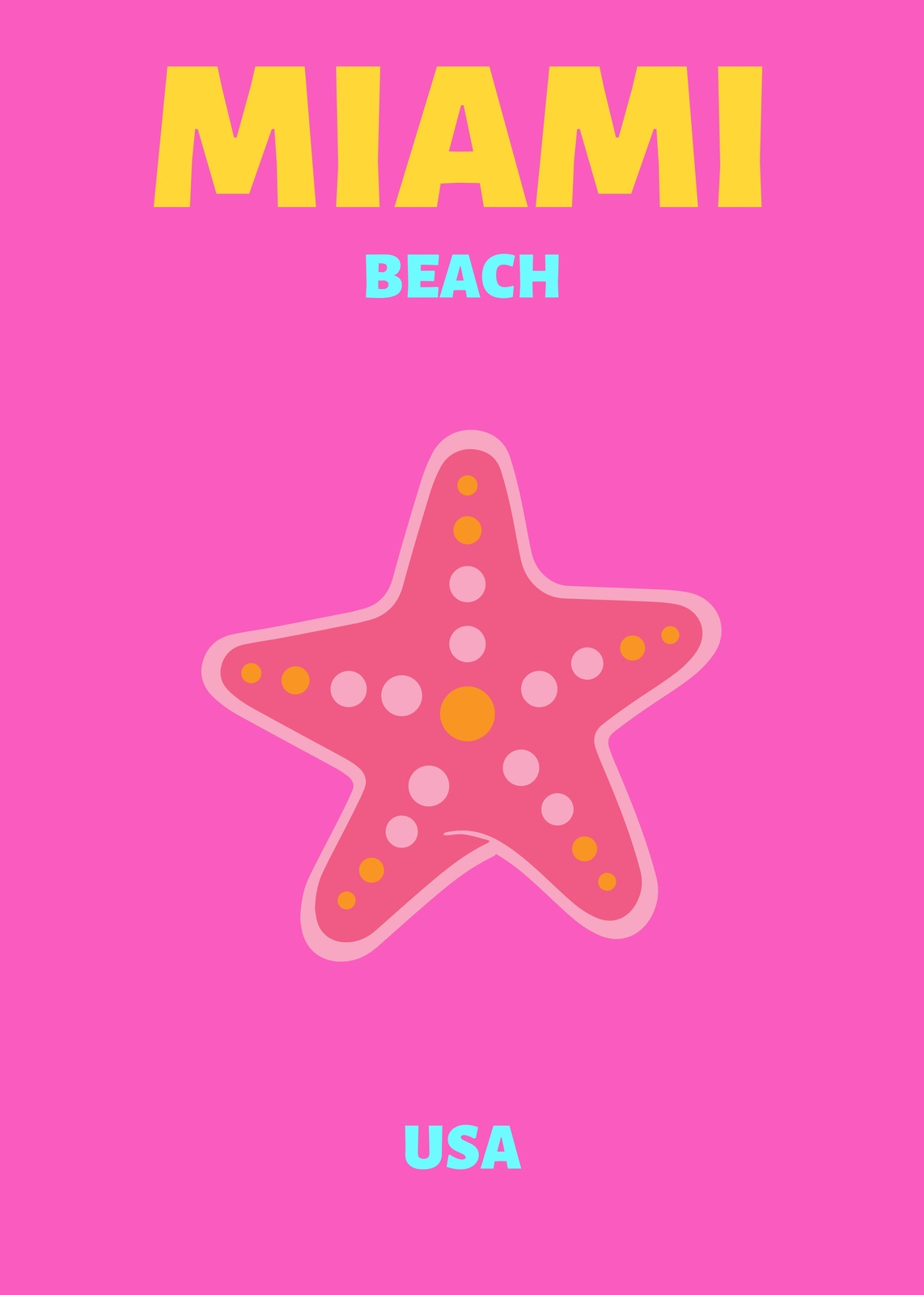 Vibrant Miami Beach Starfish Wall Art