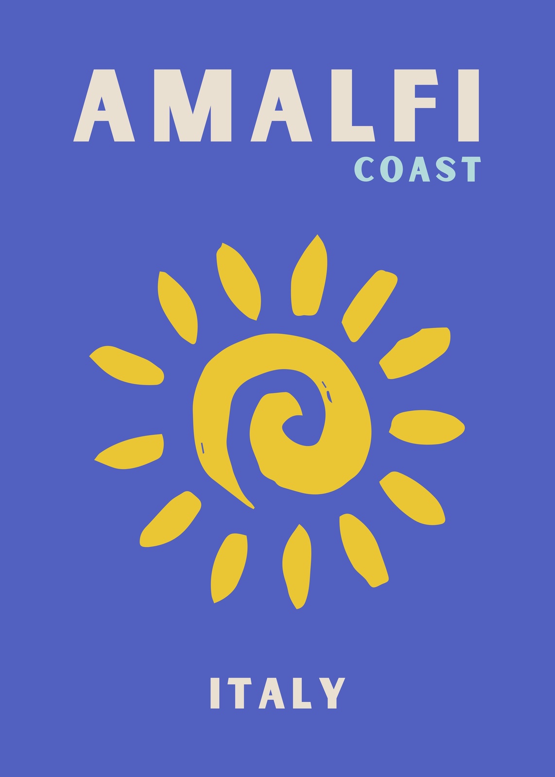 Amalfi Coast Sun Italy Travel Poster Wall Art