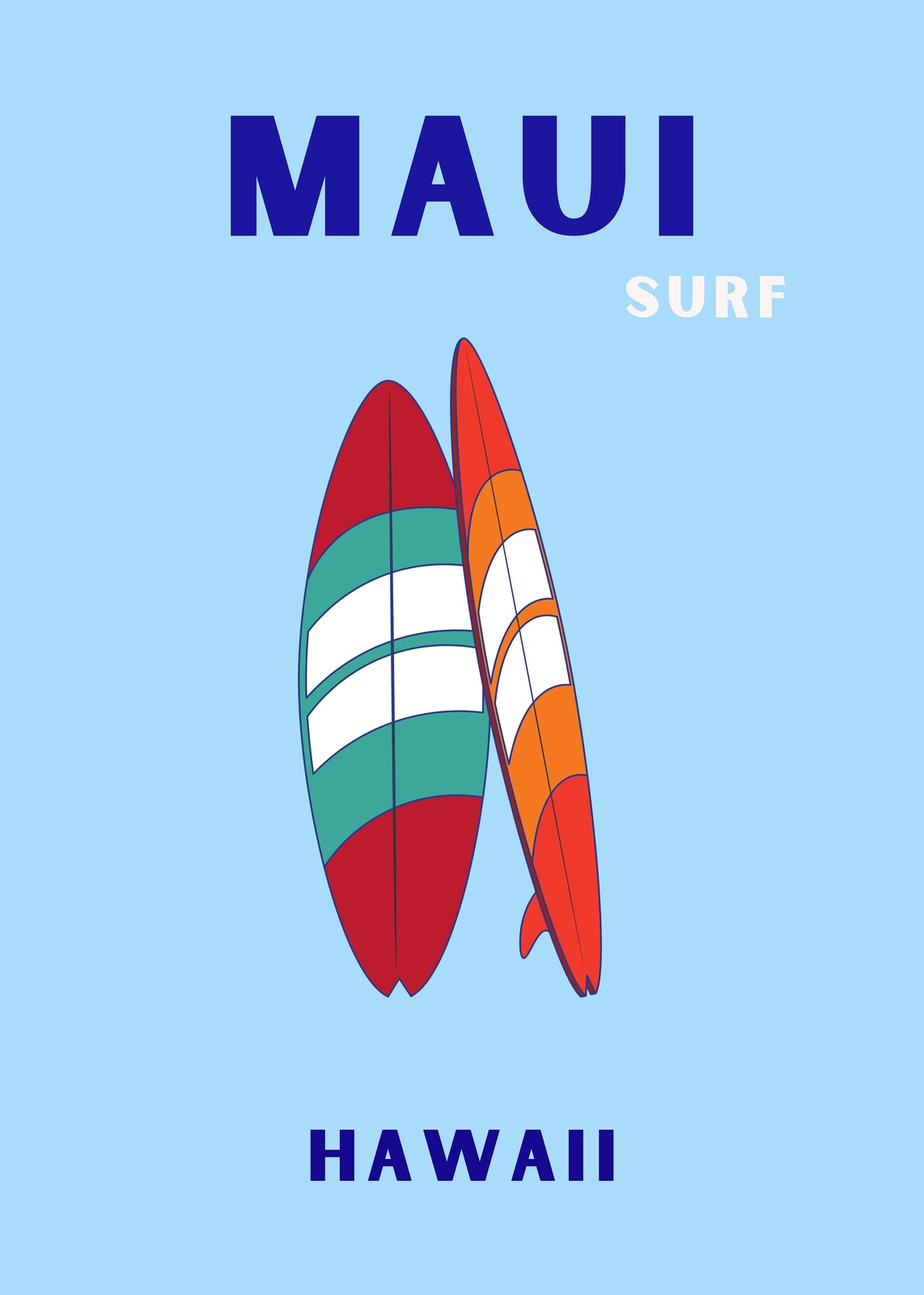 Retro Maui Surf Hawaii Vintage Wall Art