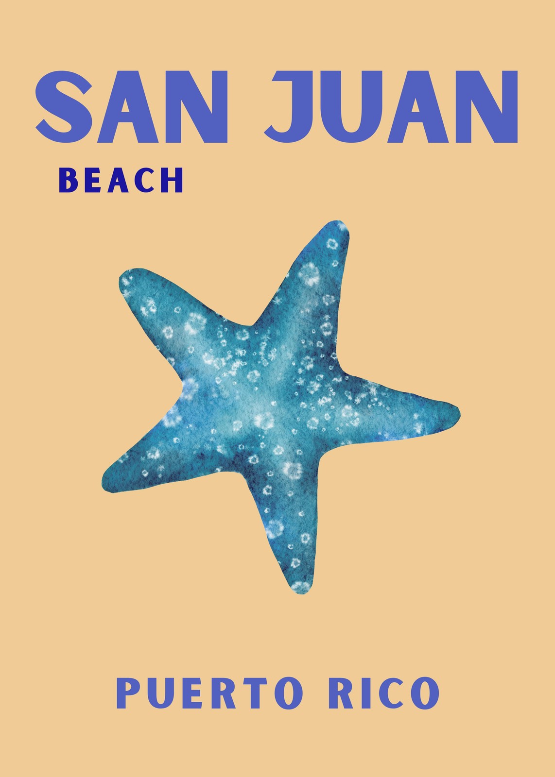 San Juan Beach Starfish Watercolor Wall Art