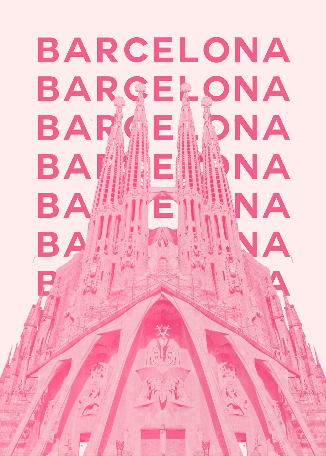 Pink Sagrada Familia Barcelona Wall Art