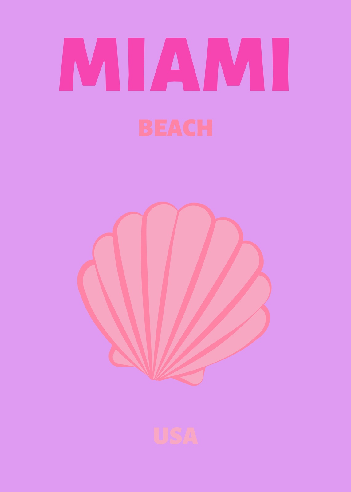 Miami Beach Seashell Retro Art Wall Art