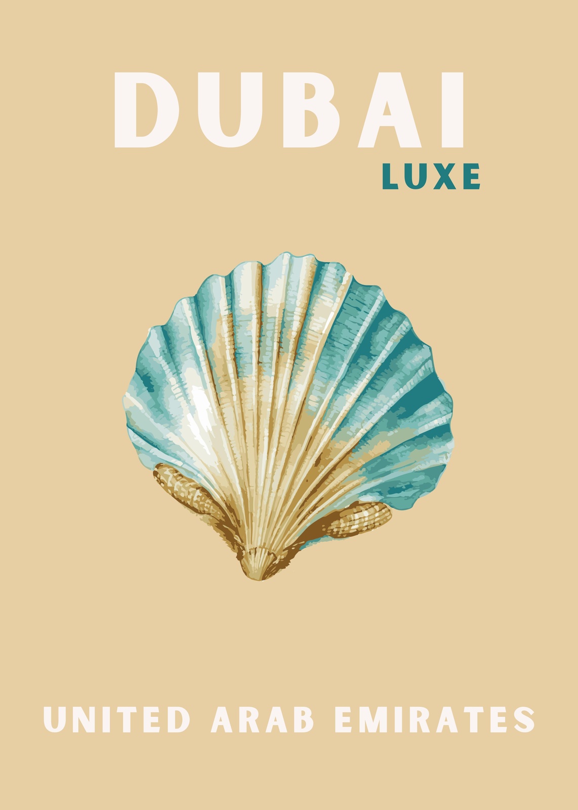 Dubai Luxe Seashell Vintage Travel Wall Art