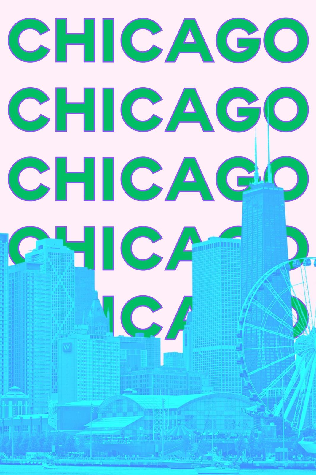 Vibrant Chicago Skyline Repeat Wall Art