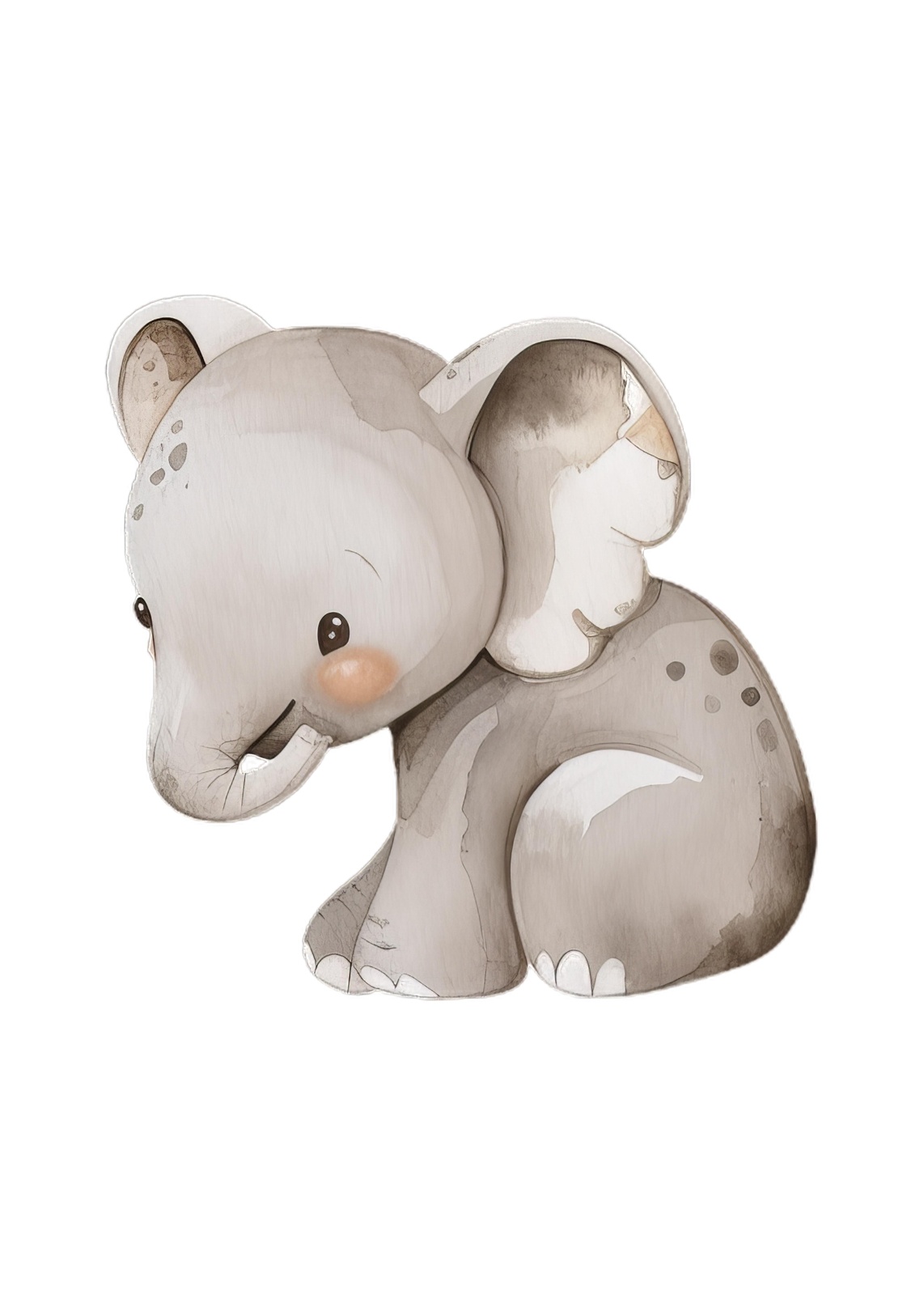 Adorable Watercolor Baby Elephant Wall Art