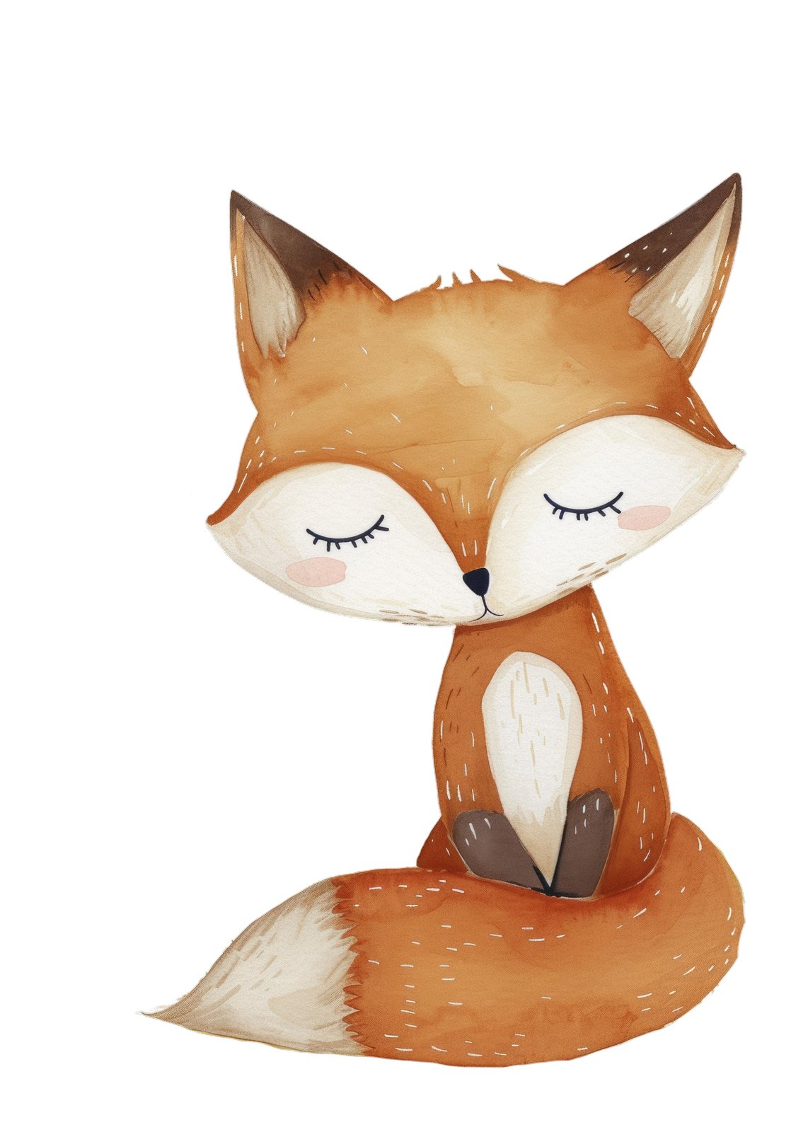 Adorable Sleeping Fox Watercolor Wall Art