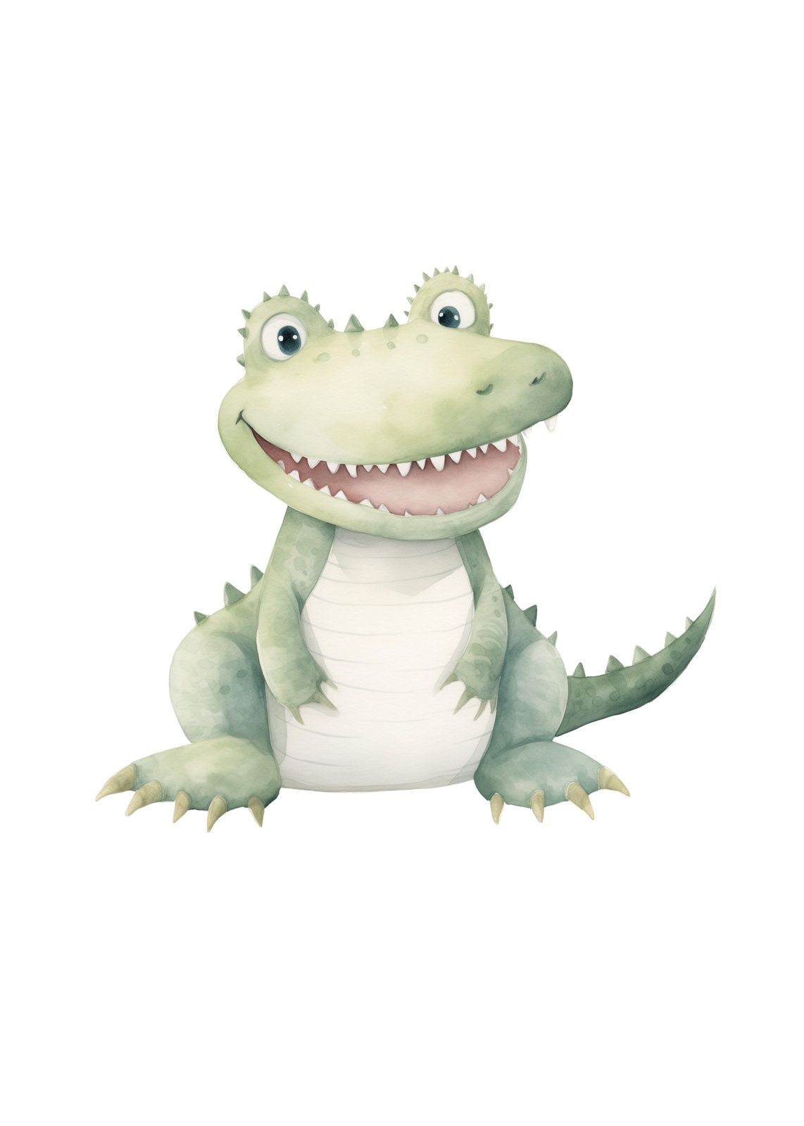 Cute Smiling Alligator Watercolor Wall Art