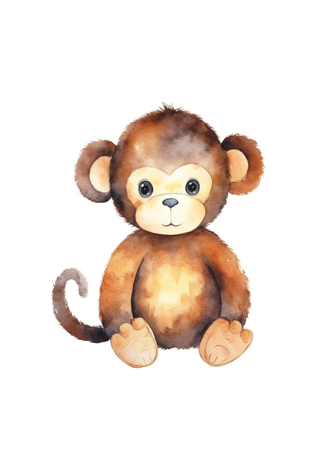 Adorable Watercolor Monkey Nursery Art Wall Art