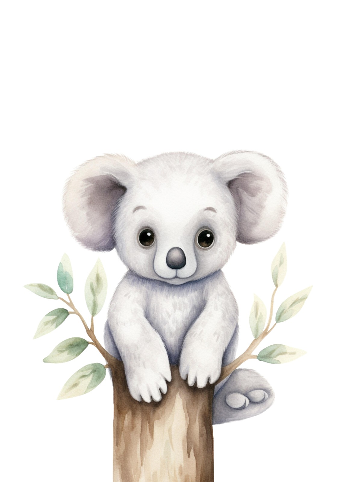 Cute Watercolor Koala Baby Animal Wall Art