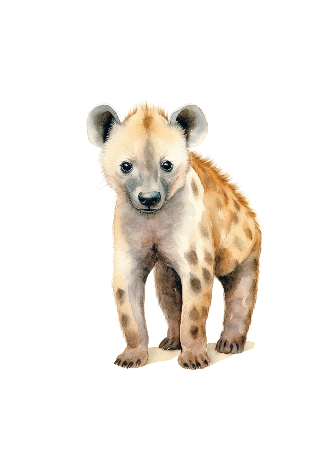 Adorable Hyena Cub Watercolor Wall Art