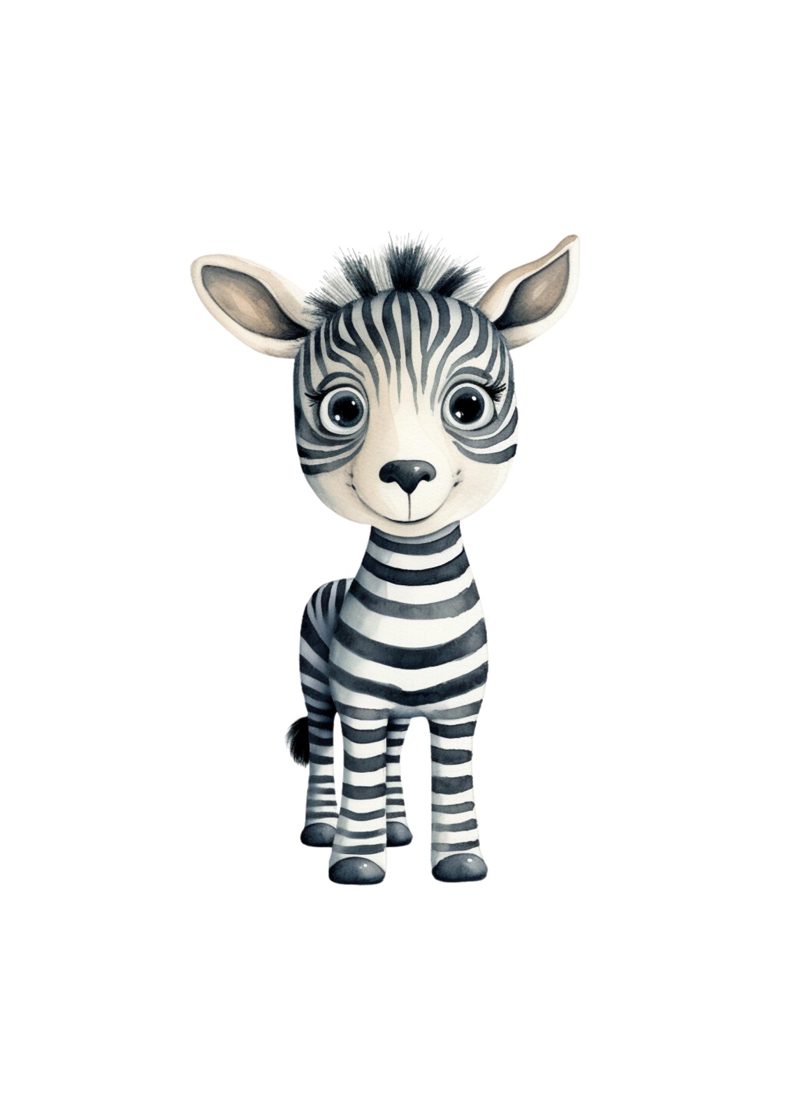 Cute Baby Zebra Watercolor Wall Art