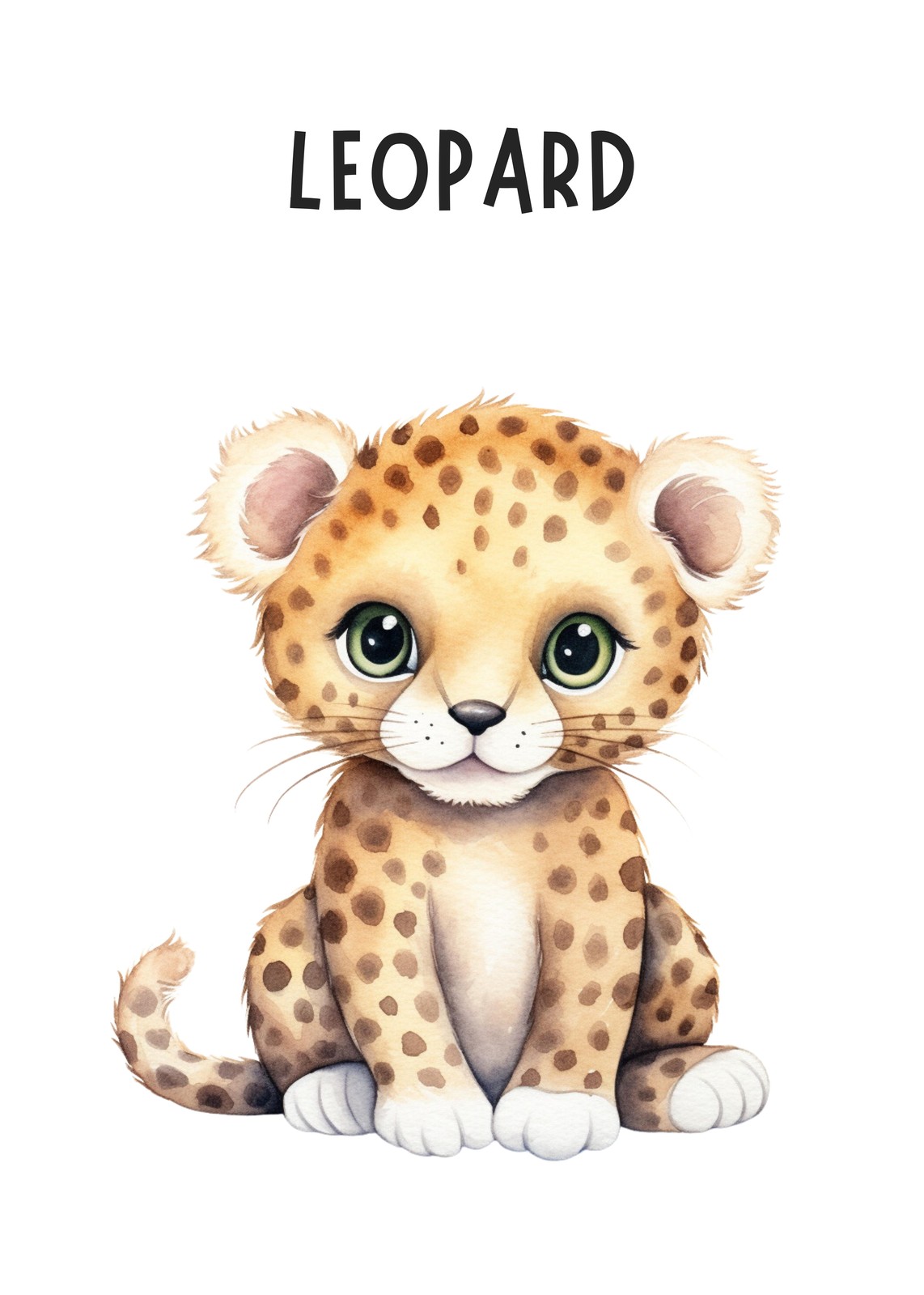 Adorable Baby Leopard Watercolor Wall Art