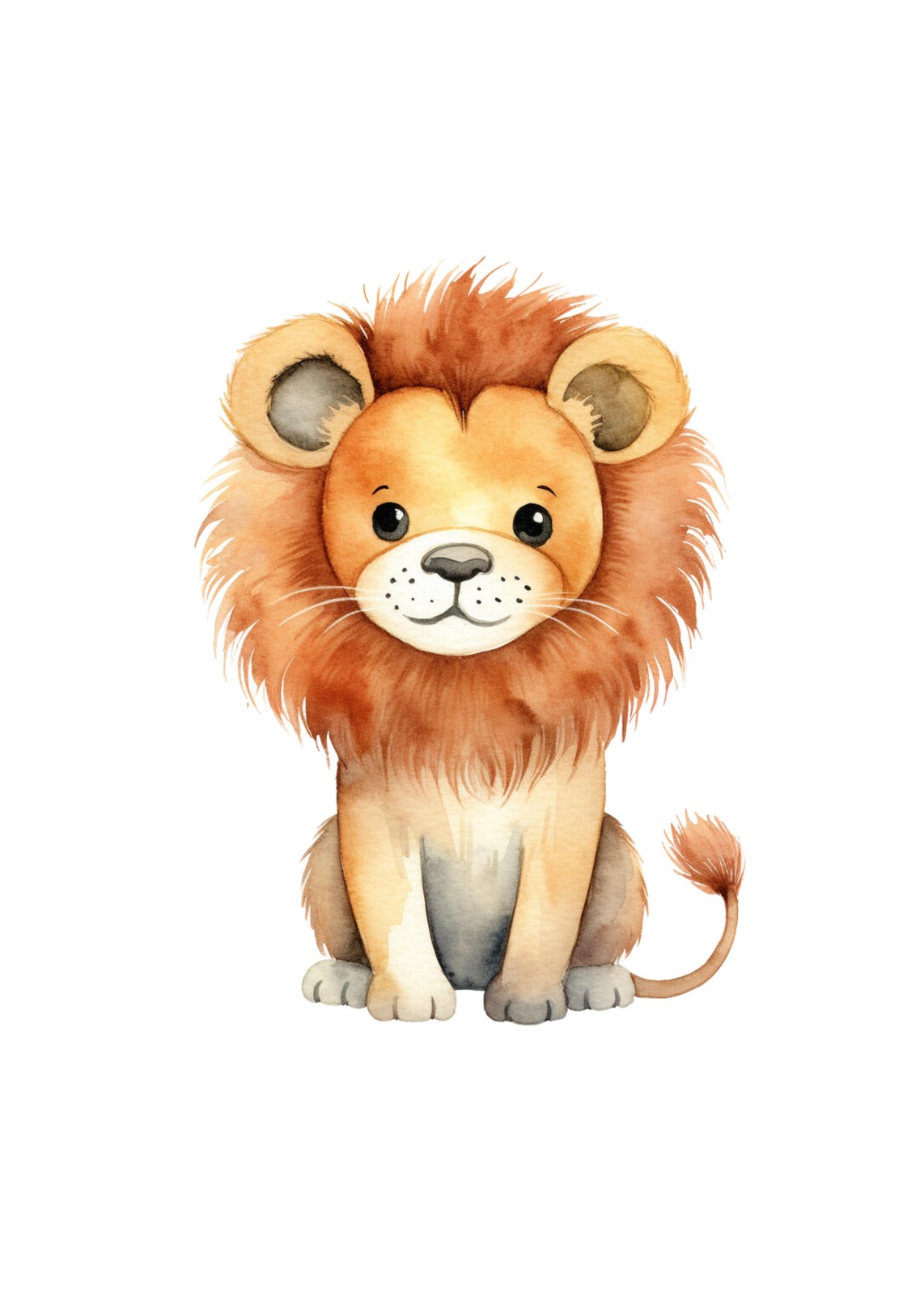 Cute Watercolor Lion Nursery Art Wall Art