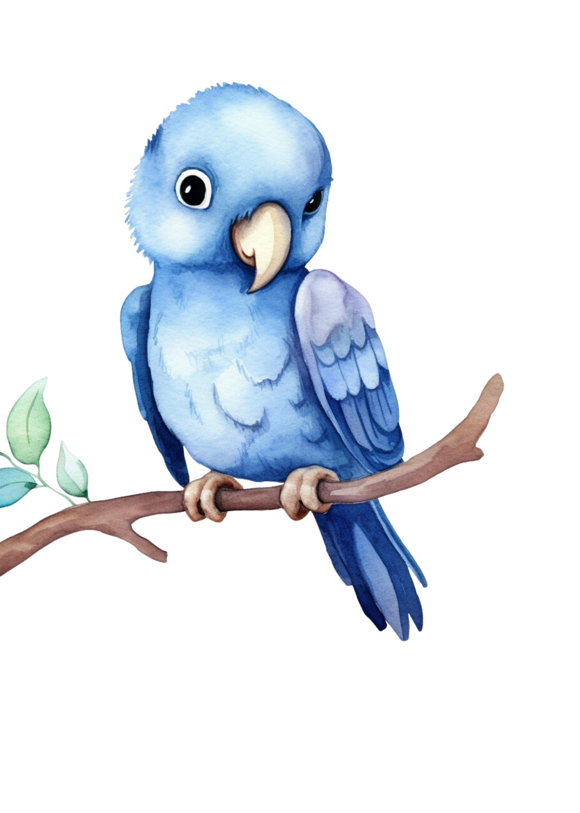 Adorable Blue Parrot on Branch Wall Art