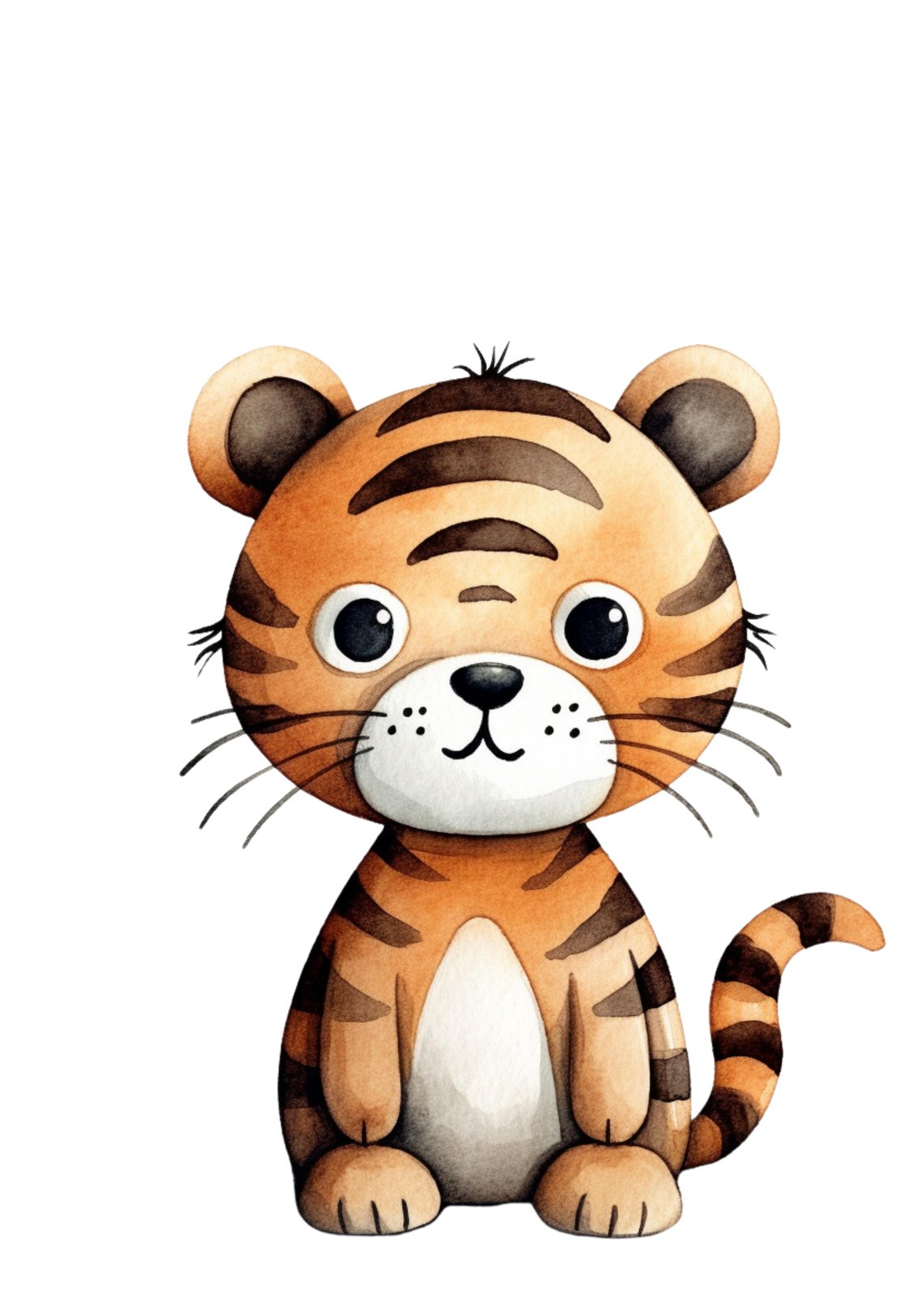 Adorable Watercolor Tiger Cub Wall Art for Kids