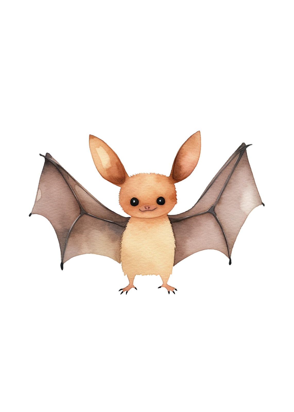 Adorable Watercolor Bat Wall Art for Kids