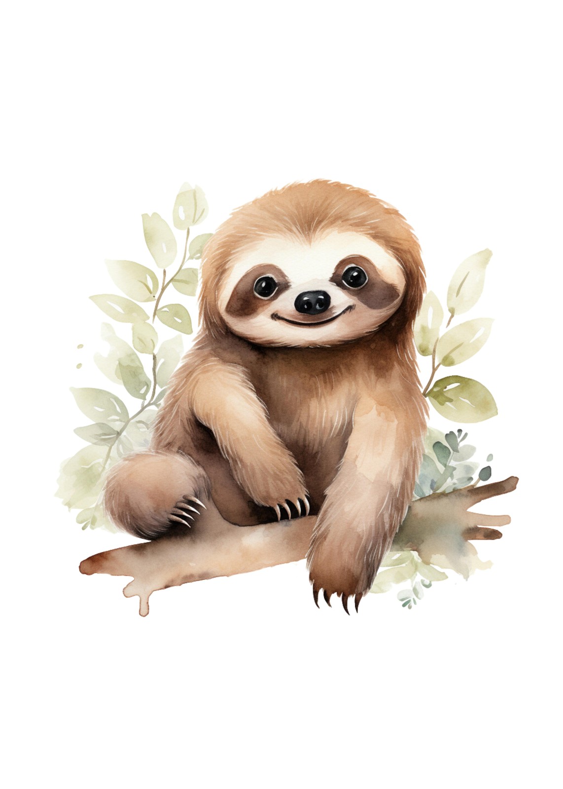 Adorable Sloth Watercolor Wall Art for Nursery