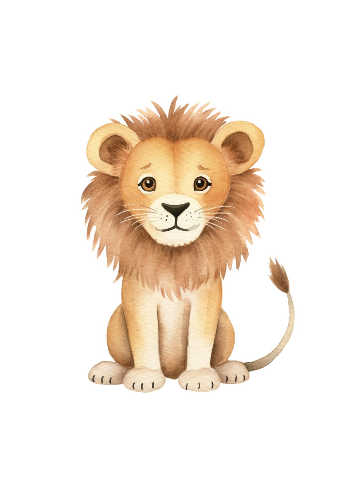 Adorable Watercolor Lion Cub Wall Art