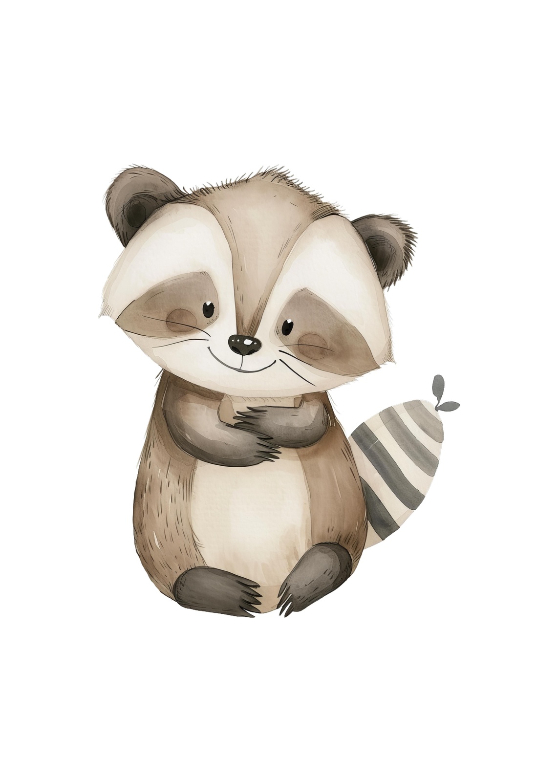 Cute Raccoon Watercolor Woodland Animal Wall Art