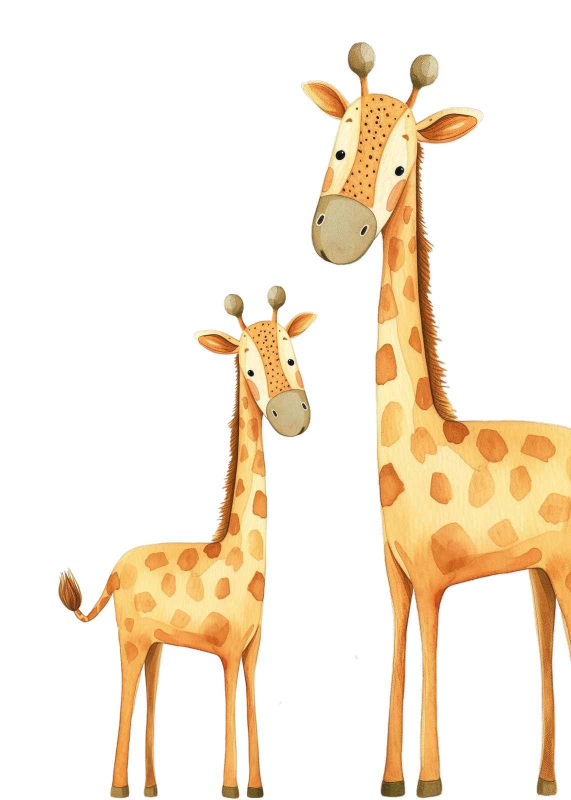 Mama & Baby Giraffe Watercolor Wall Art