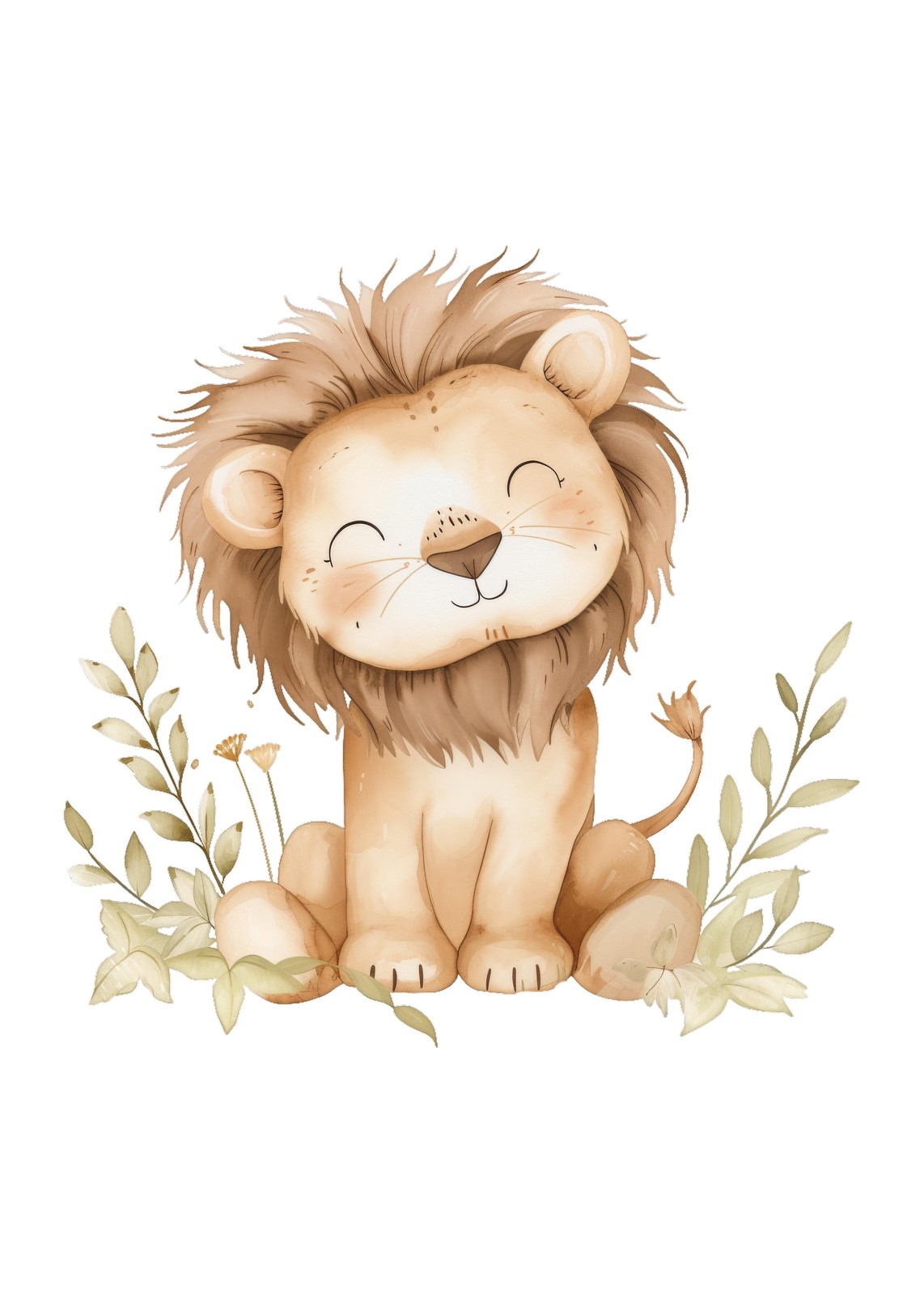 Adorable Watercolor Lion Cub Nursery Art Wall Art