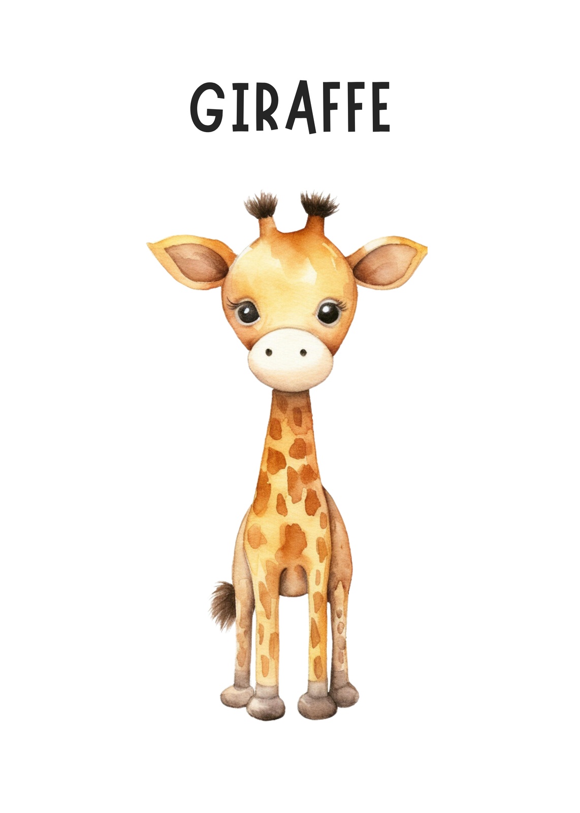 Cute Giraffe Watercolor Nursery Wall Art Wall Art