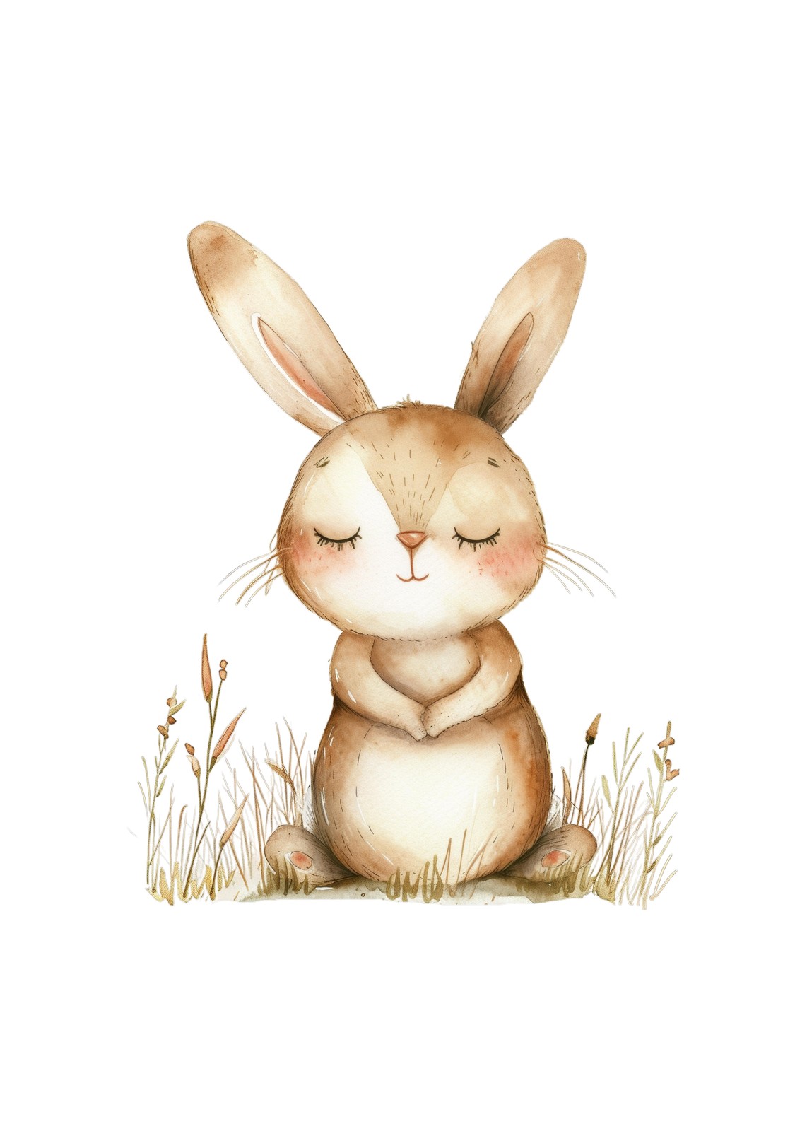 Cute Watercolor Bunny in Field Wall Art