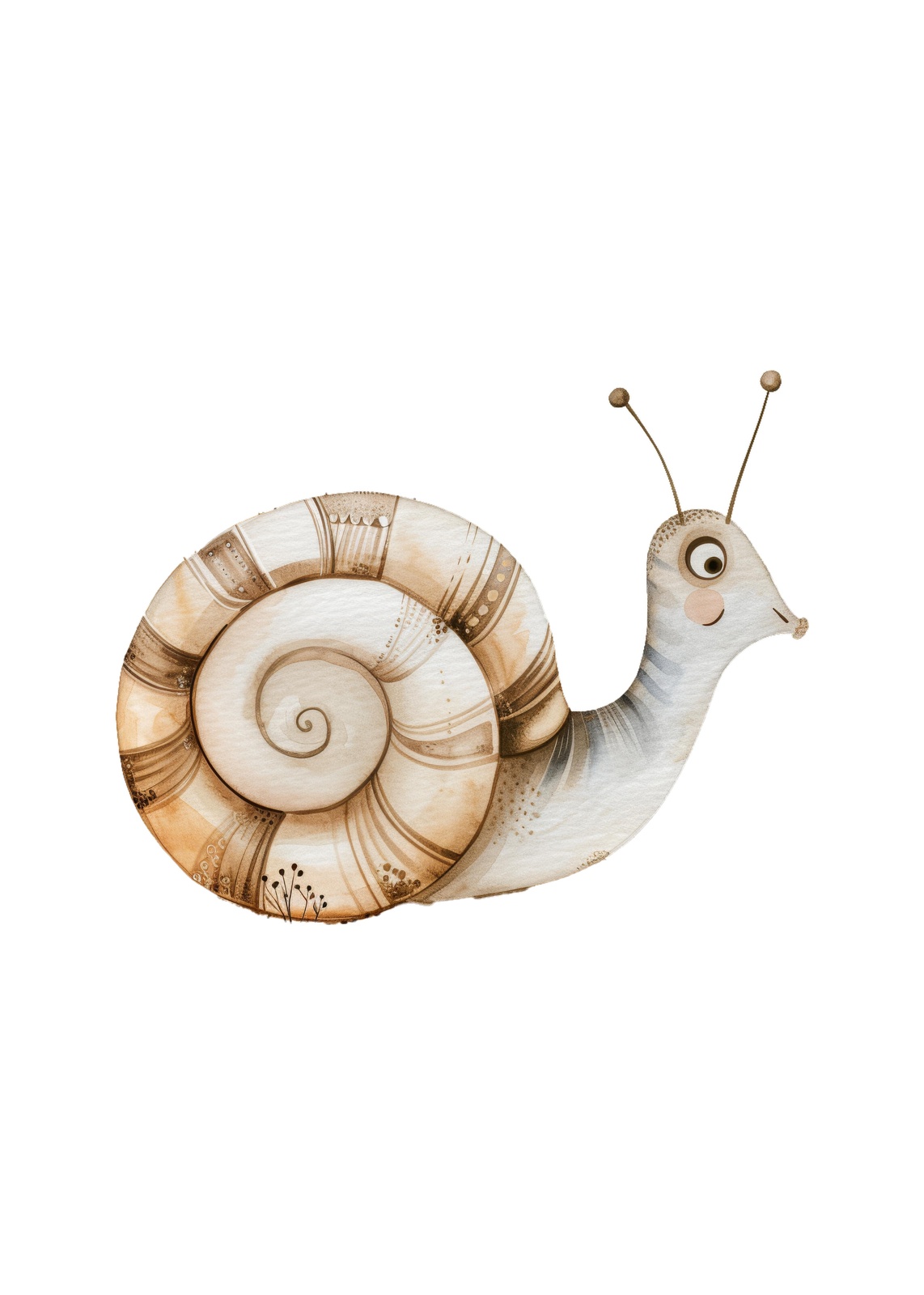 Charming Snail Watercolor Wall Art