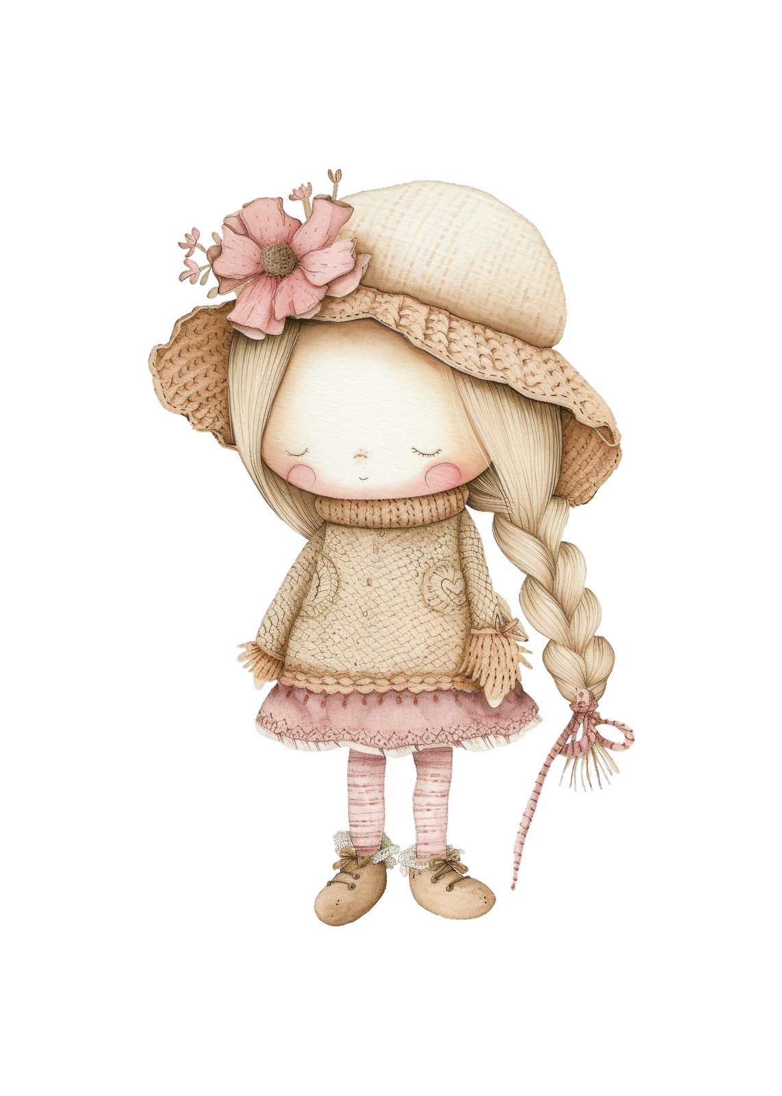 Whimsical Girl with Flower Hat Wall Art