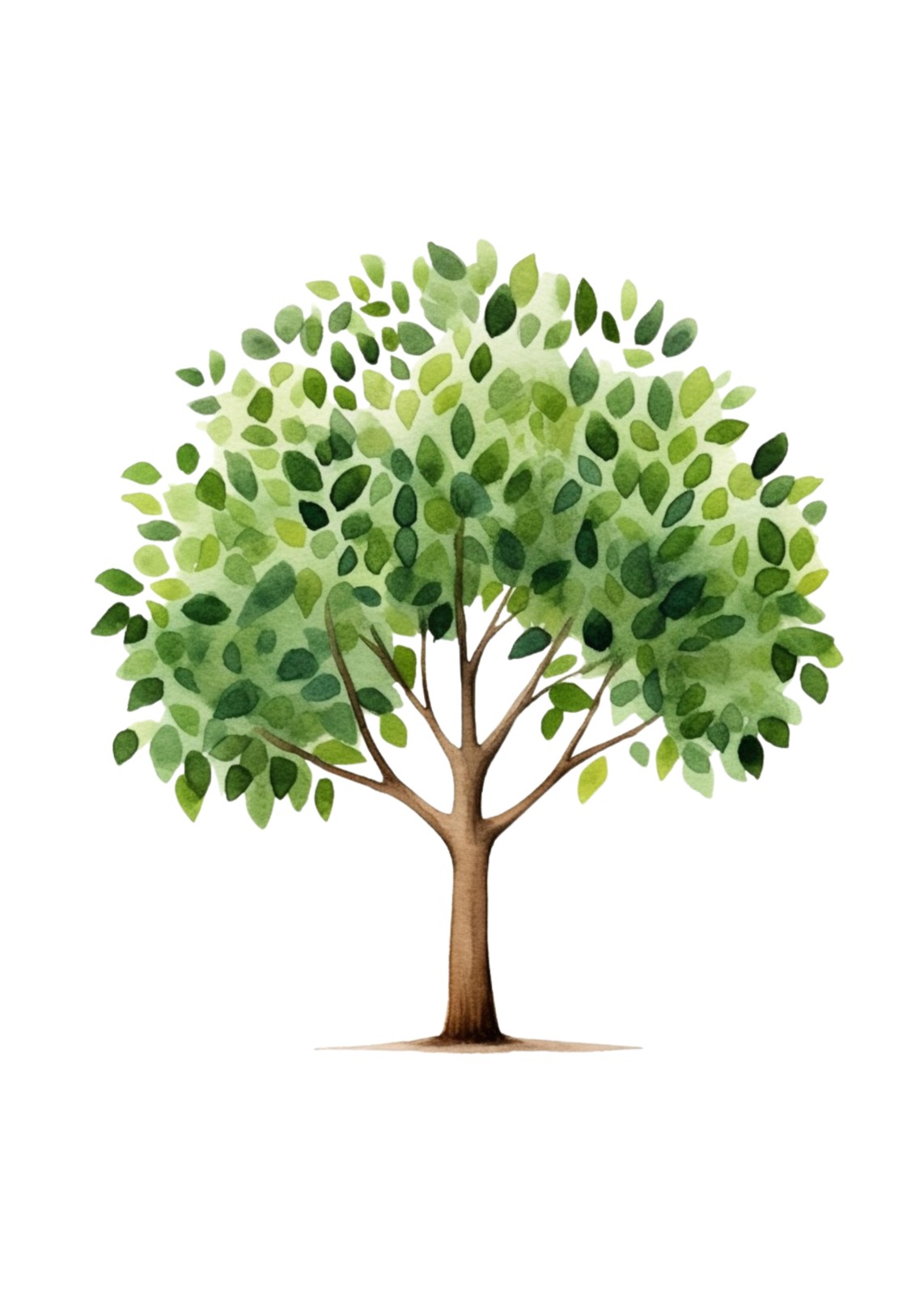 Lush Green Tree Watercolor Wall Art