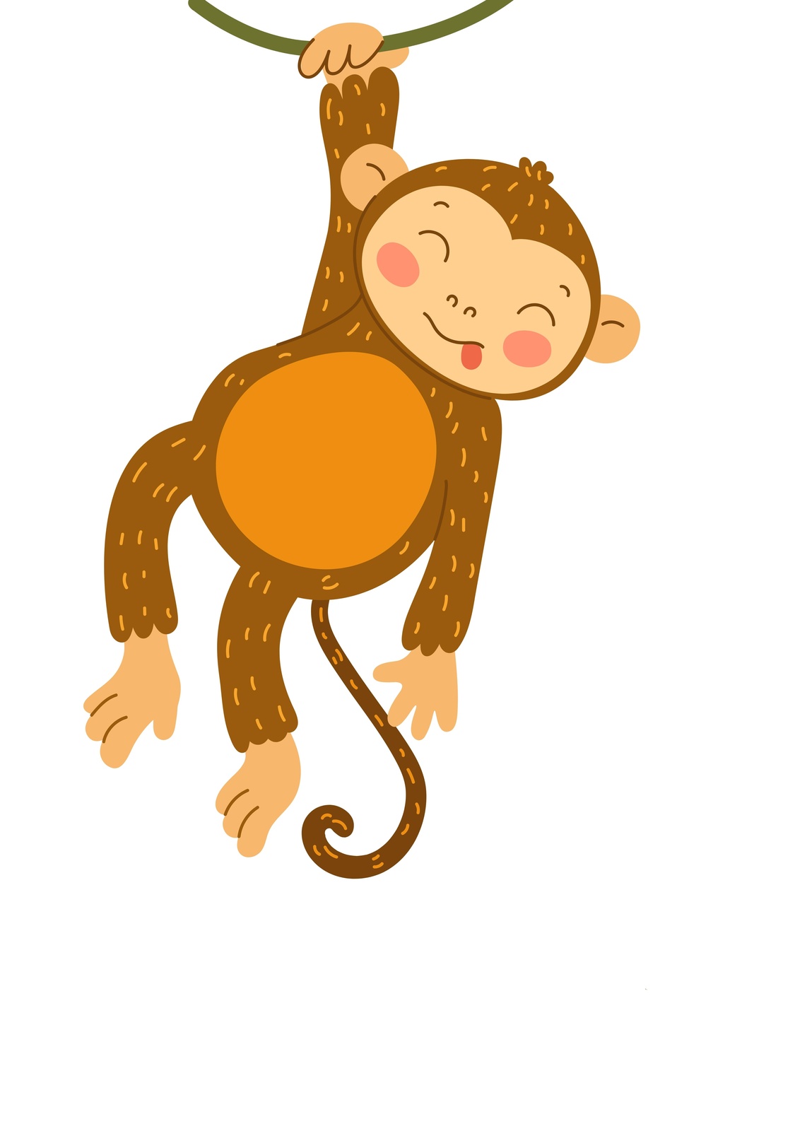 Whimsical Monkey Swinging Jungle Fun Wall Art
