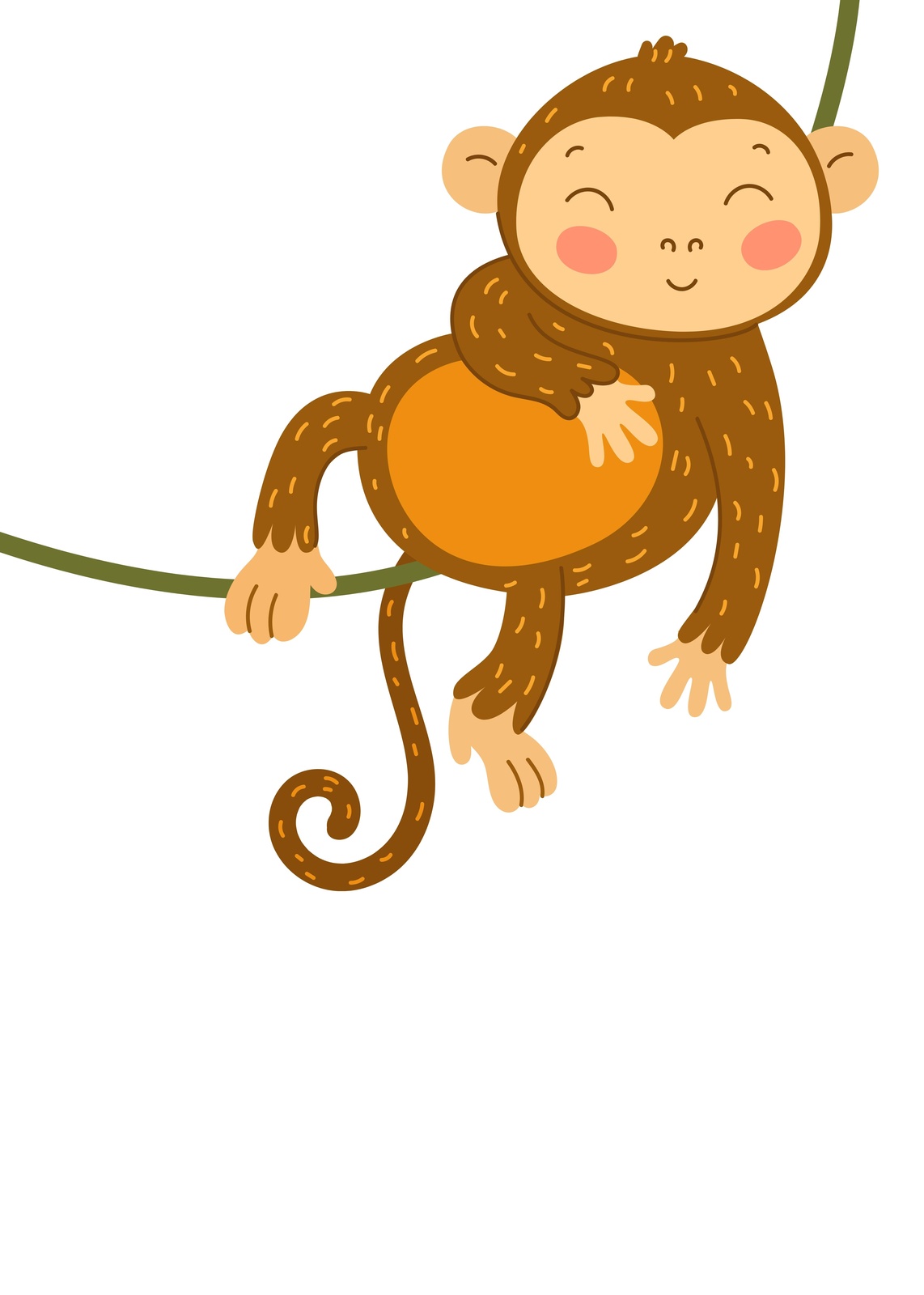 Adorable Monkey Swinging on Vine Wall Art