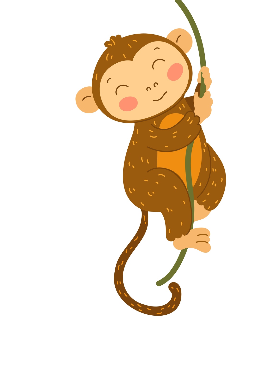 Cute Monkey Swinging Fun Wall Art