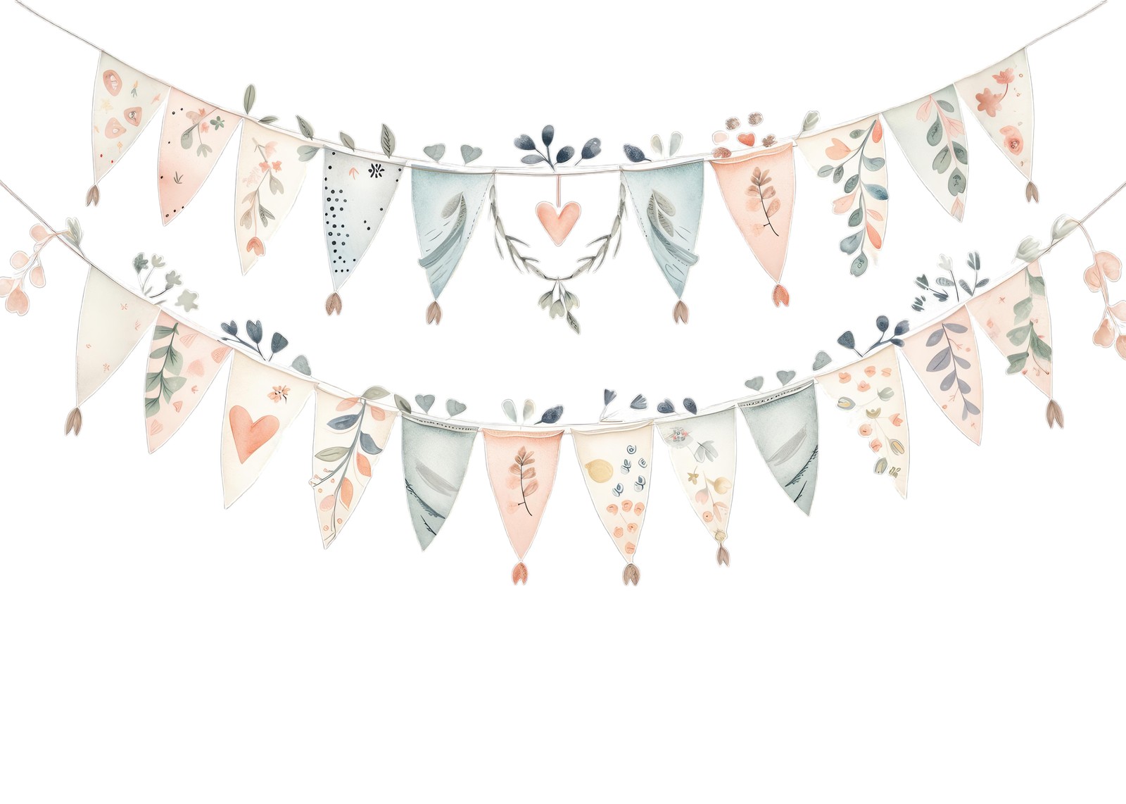 Boho Floral Bunting Wall Art for Nursery & Kids Room