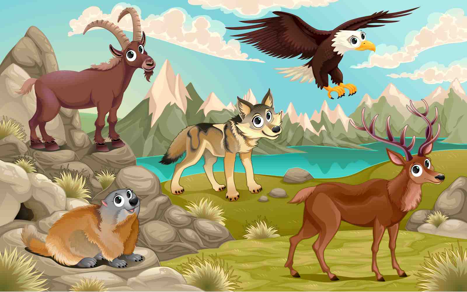 Alpine Wildlife Adventure Wall Art