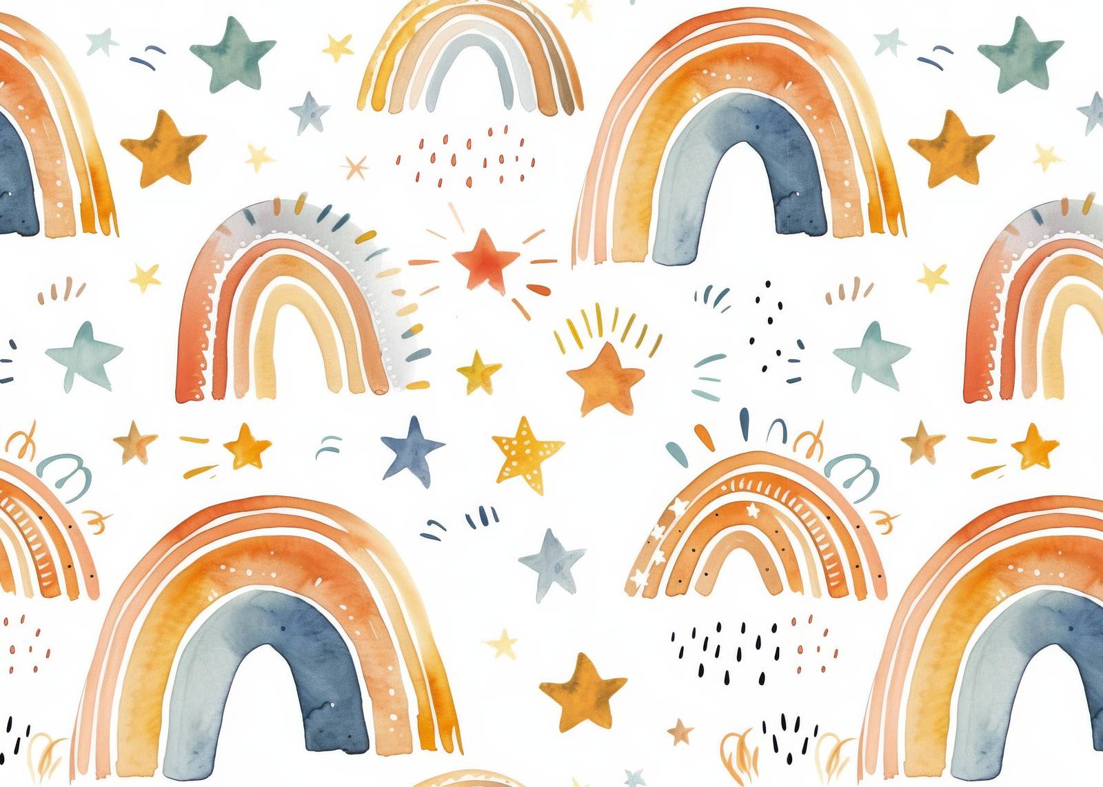 Boho Rainbow & Stars Nursery Wall Art Wall Art