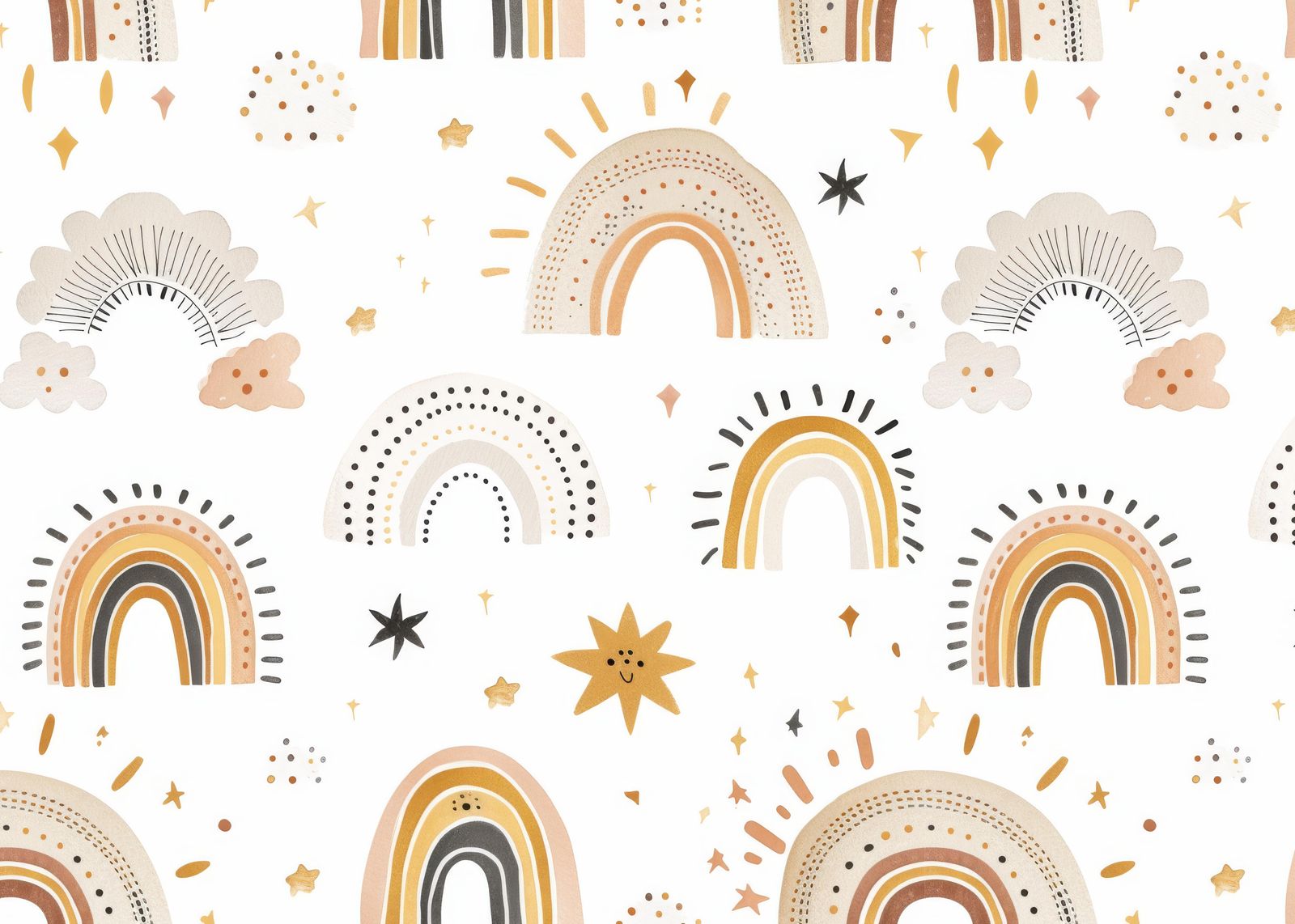 Boho Rainbow Nursery Art Wall Art