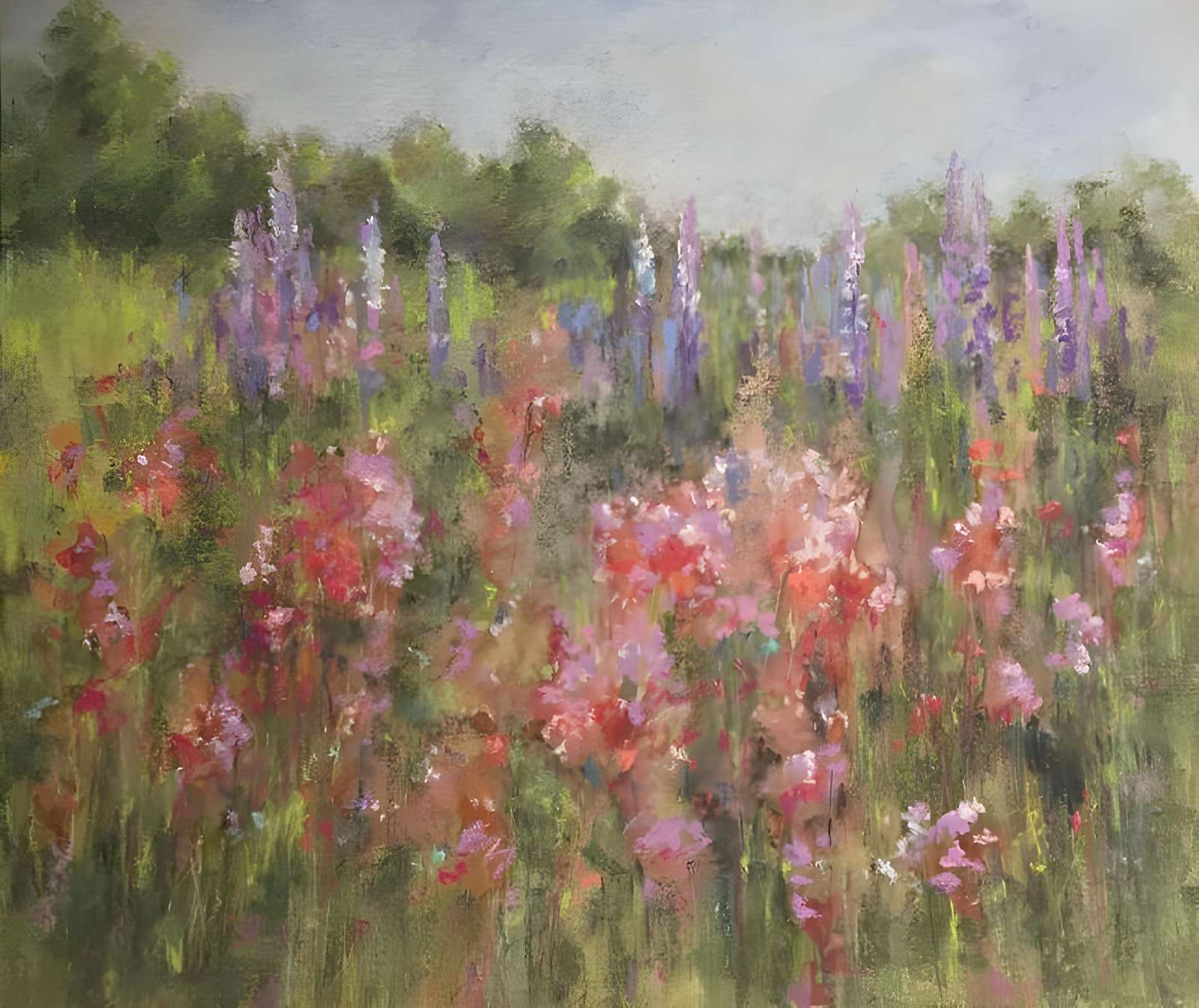 Lush Meadow Floral Landscape Wall Art