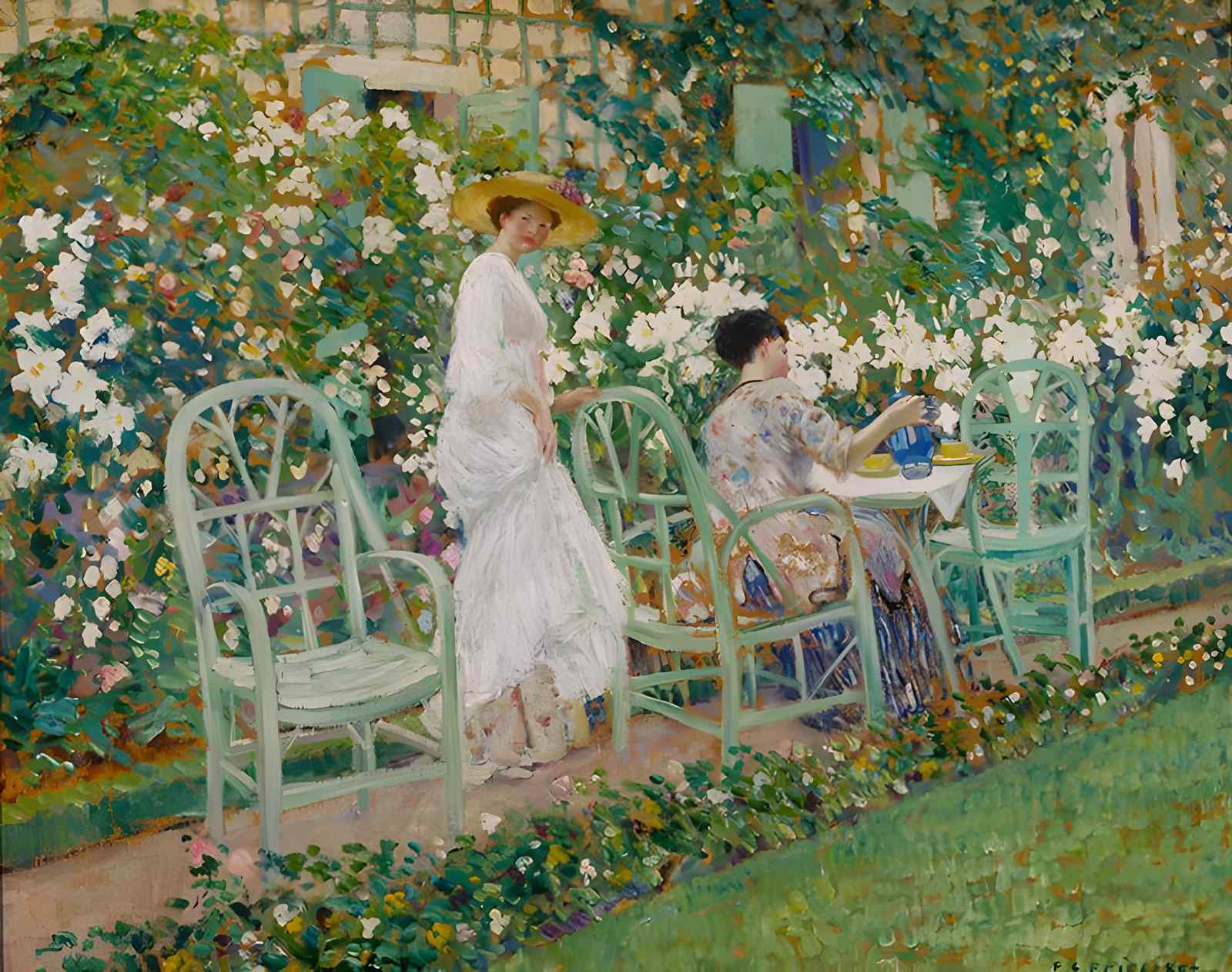 Impressionist Garden Tea Time Wall Art